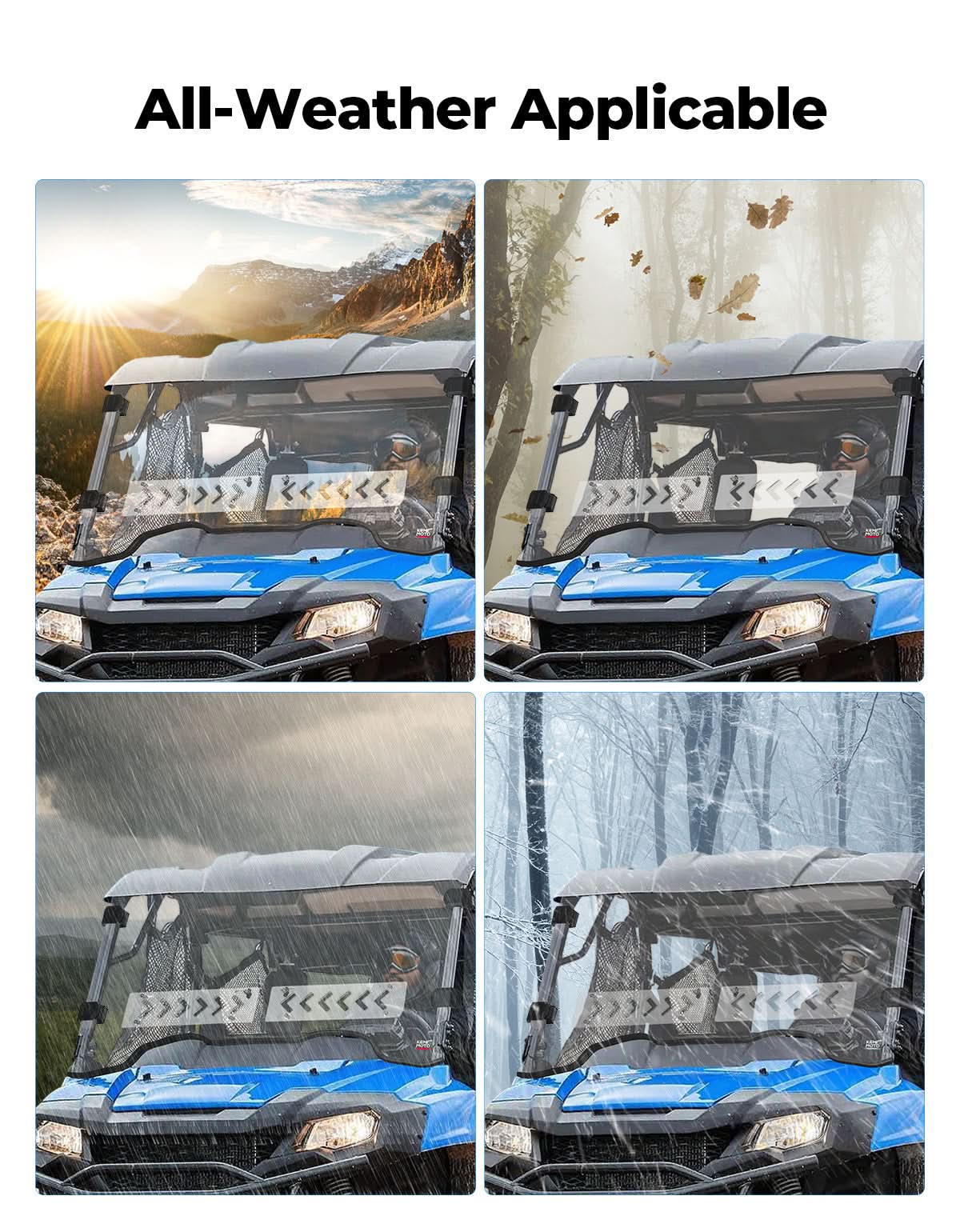 Photo of UTV Front Windshield with Sliding Window for Pioneer 700/700-4 2014-2025 by Kemimoto - Premium for UTVs / Side by Sides