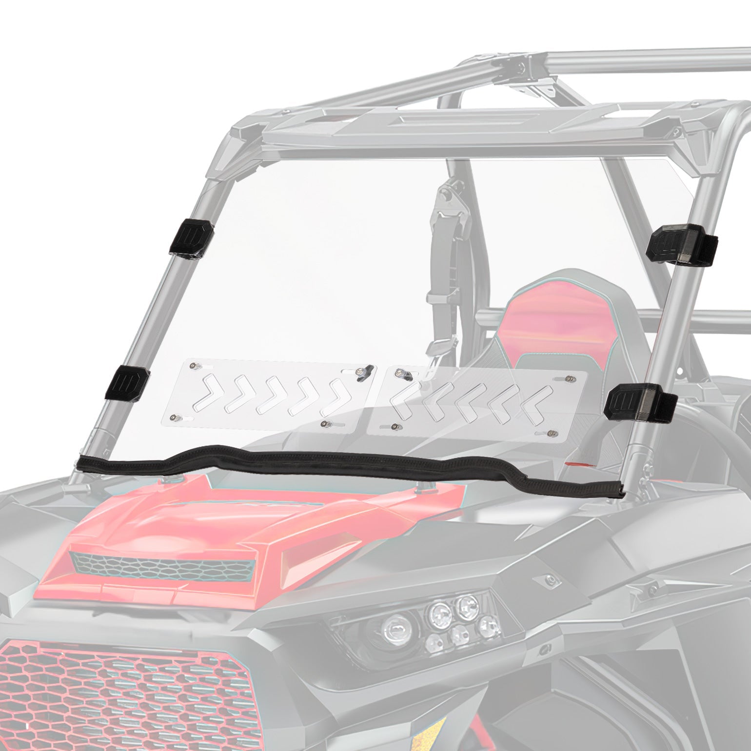 Photo of Kemimoto Front Windshield Vented Pre-Installed Rubber Strip for Polaris RZR XP 1000 / RZR 900 by Kemimoto - Premium for UTVs / Side by Sides