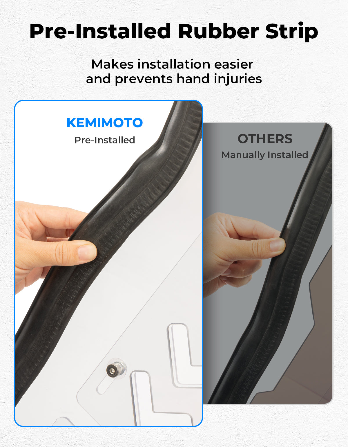Photo of Kemimoto Front Windshield Vented Pre-Installed Rubber Strip for Polaris RZR XP 1000 / RZR 900 by Kemimoto - Premium for UTVs / Side by Sides
