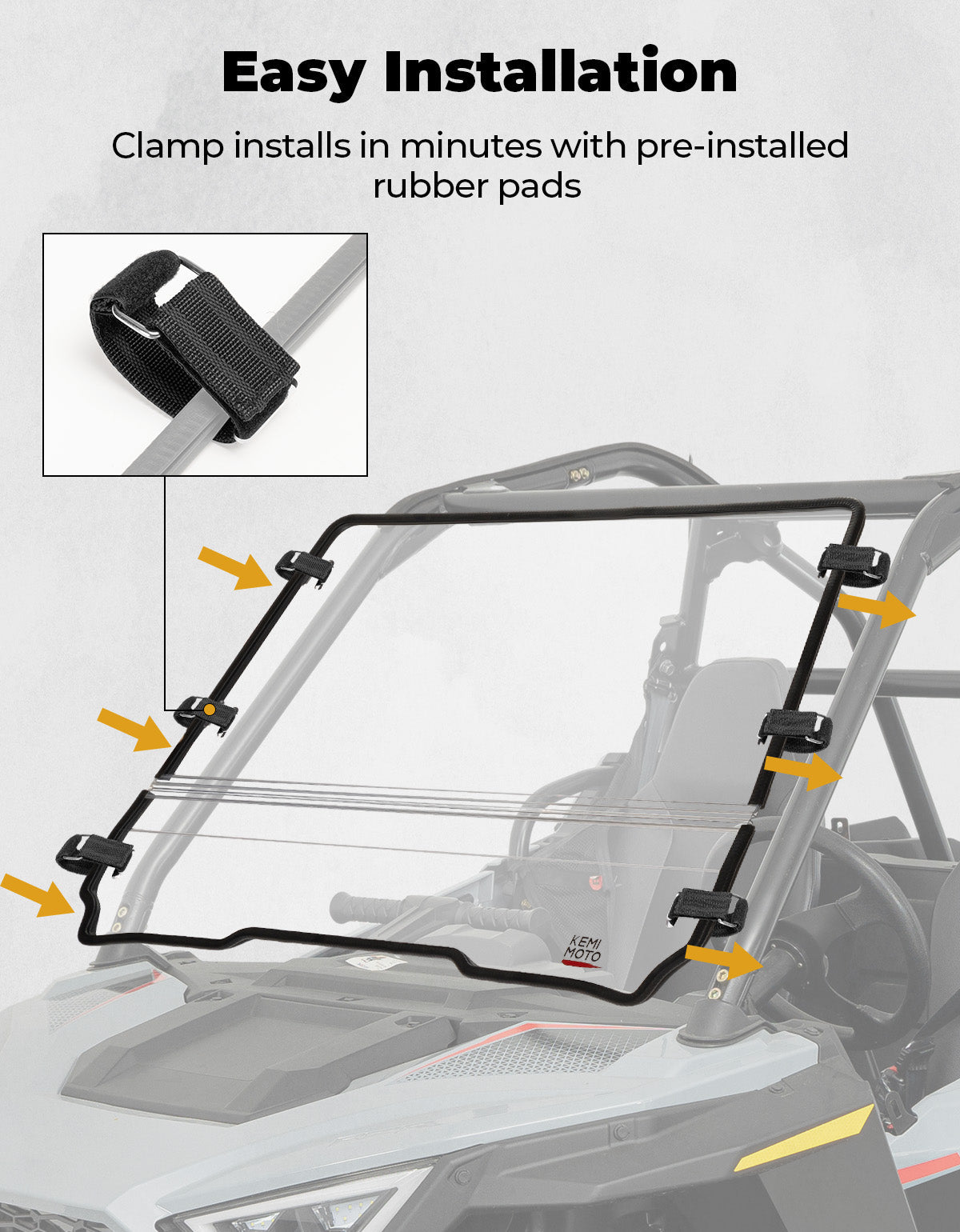 Photo of Kemimoto Fild up Windshield for Polaris RZR 200 2022-2024 by Kemimoto - Premium for UTVs / Side by Sides
