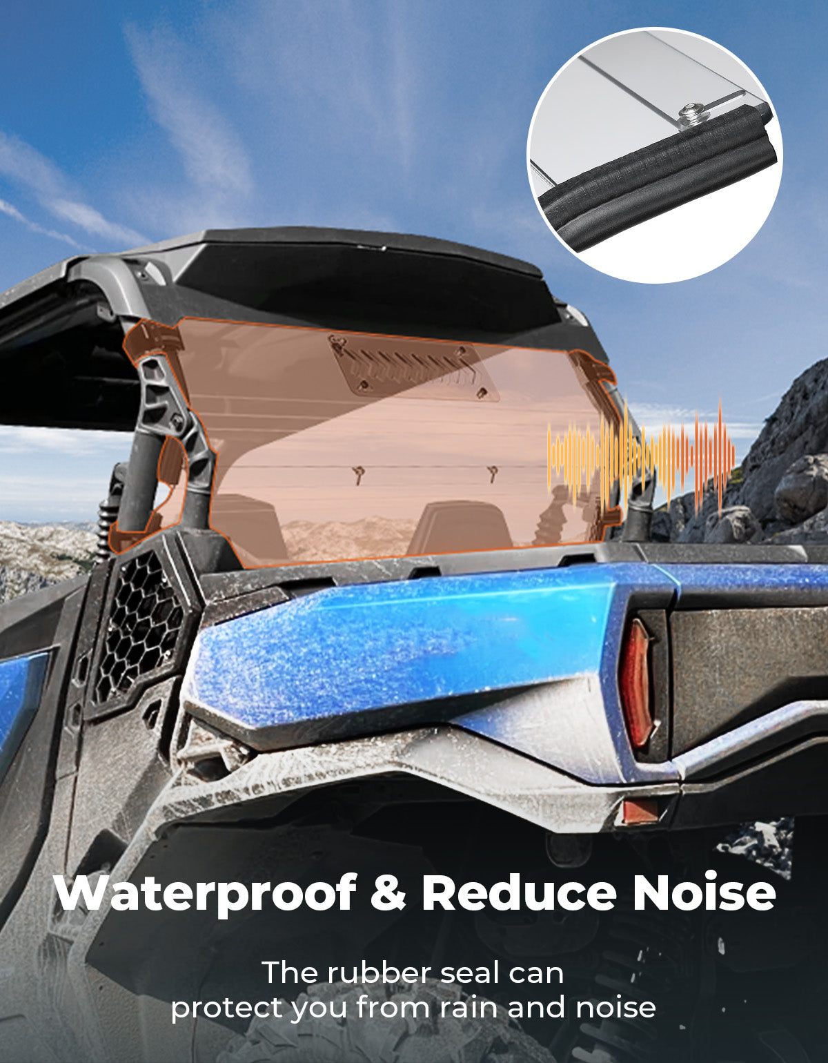 Photo of Vented Rear Windshield for Can-Am Commander 700 1000 2021-2025 by Kemimoto - Premium for UTVs / Side by Sides