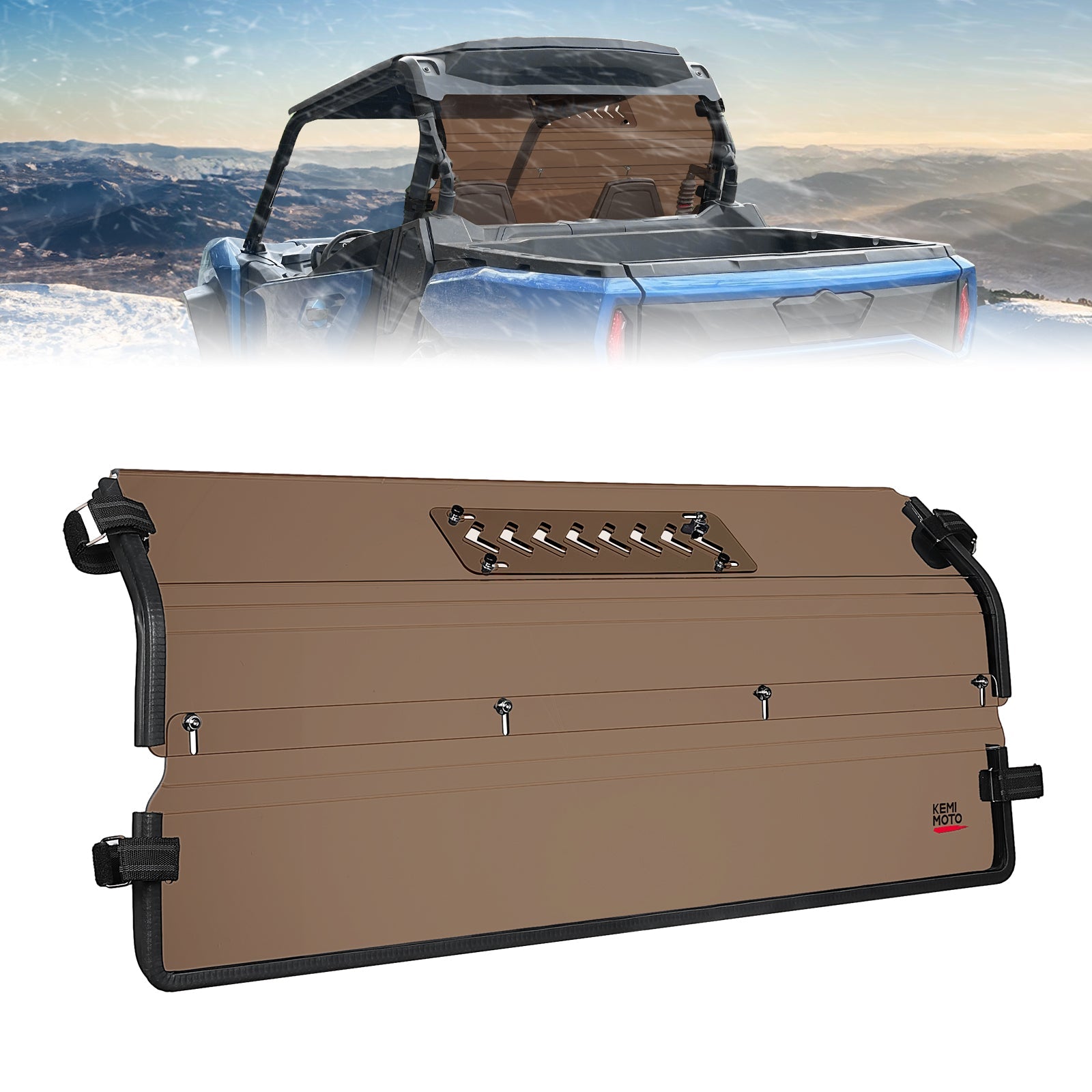 Photo of Vented Tinted Rear Windshield for Can-Am Commander by Kemimoto - Premium for UTVs / Side by Sides