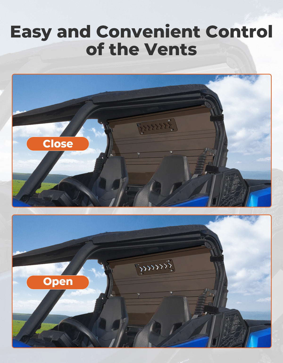 Photo of Vented Tinted Rear Windshield for Can-Am Commander by Kemimoto - Premium for UTVs / Side by Sides