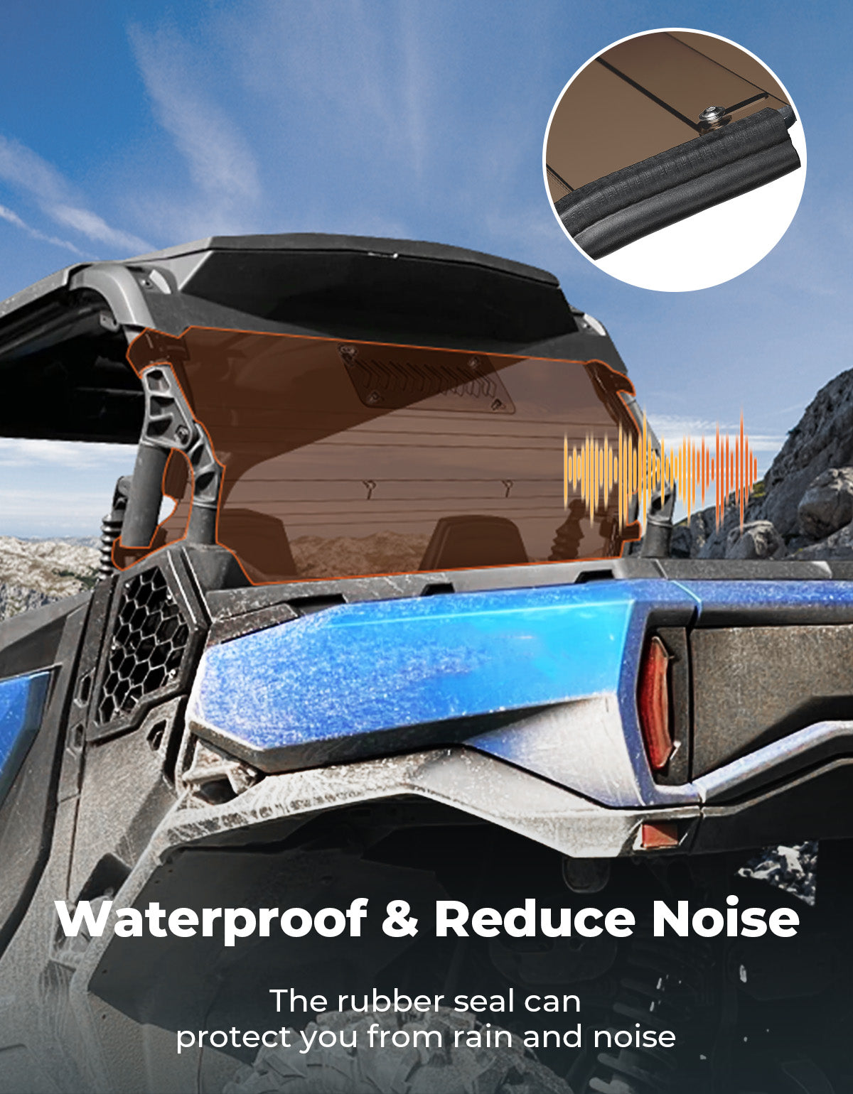 Photo of Vented Tinted Rear Windshield for Can-Am Commander by Kemimoto - Premium for UTVs / Side by Sides