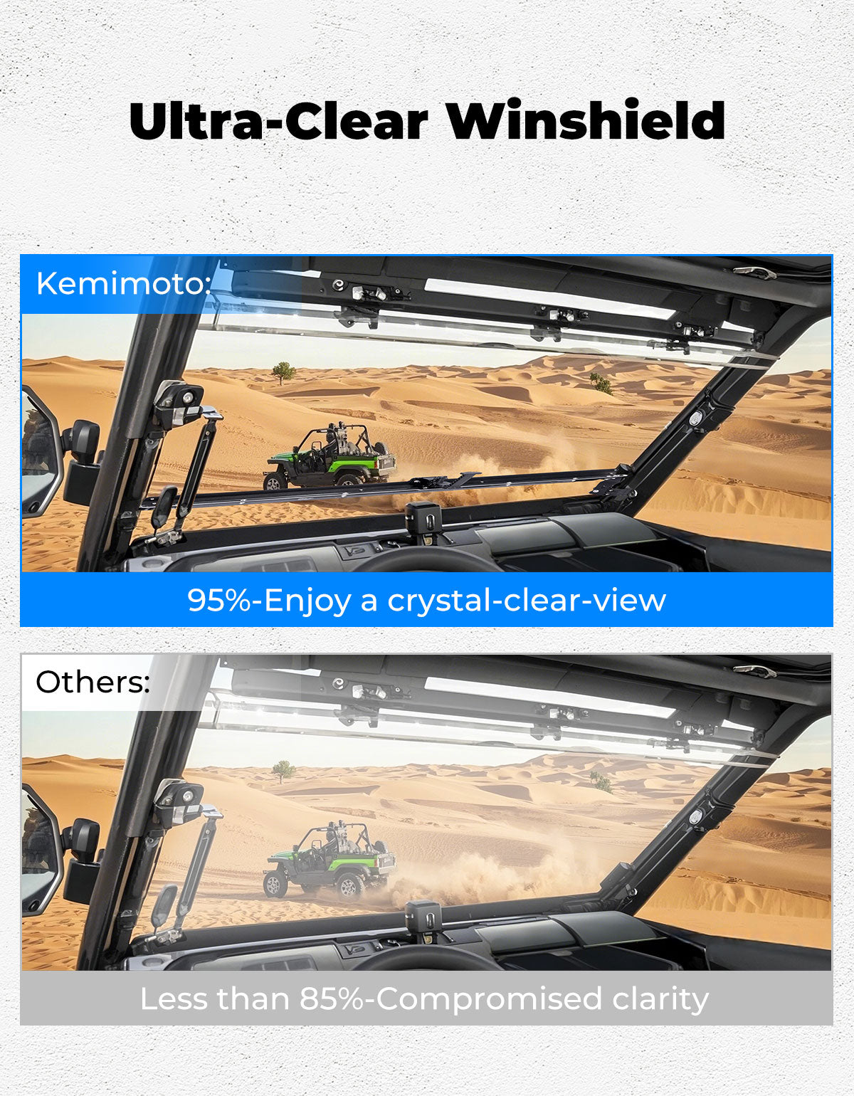 Photo of Kemimoto Flip Windshield for John Deere Gator by Kemimoto - Premium for UTVs / Side by Sides