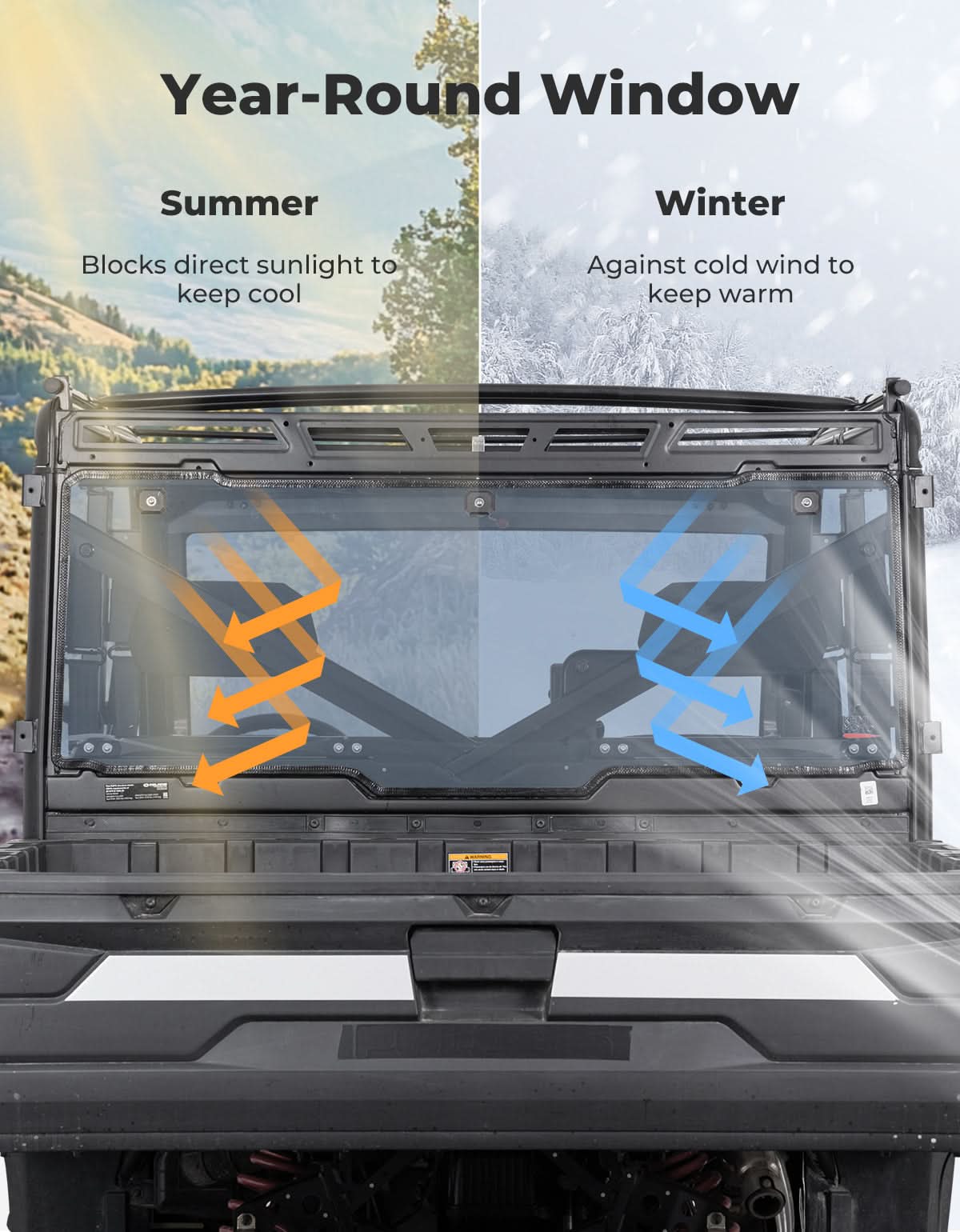 Photo of UTV Rear Window For Polaris Ranger by Kemimoto - Premium for UTVs / Side by Sides