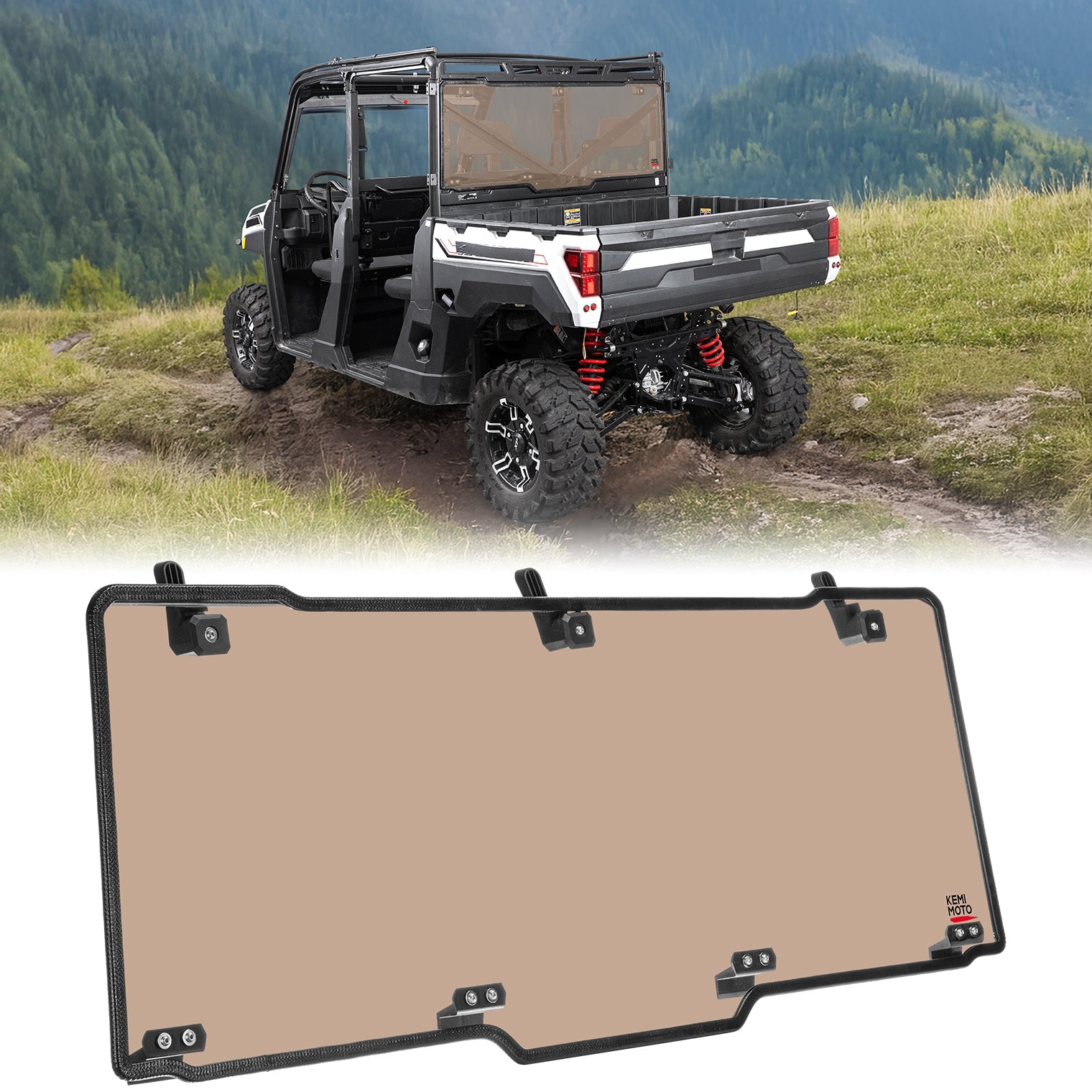 Photo of UTV Rear Window For Polaris Ranger by Kemimoto - Premium for UTVs / Side by Sides