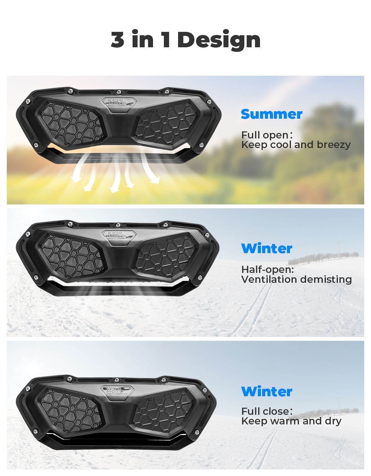Photo of Vented Front Windshield for CFMOTO UFORCE 1000|1000 XL 2022-2025 by Kemimoto - Premium for UTVs / Side by Sides