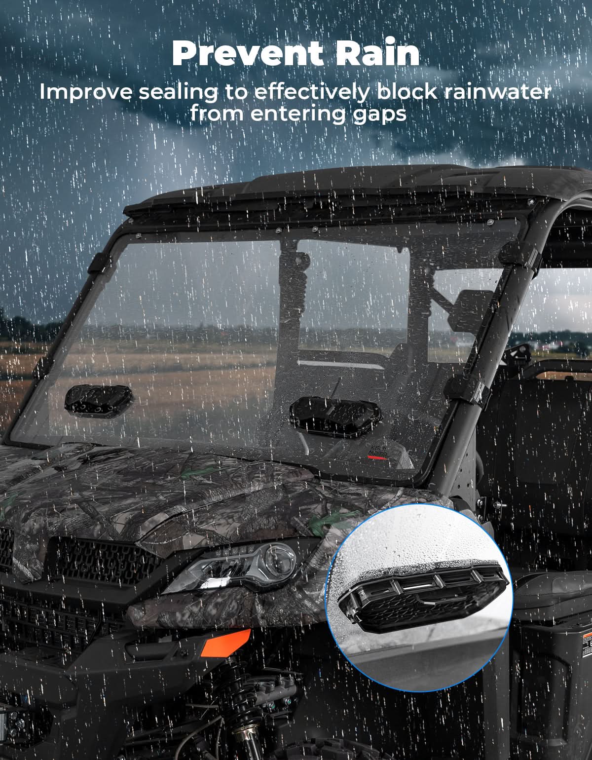 Photo of Vented Front Windshield for CFMOTO UFORCE 1000|1000 XL 2022-2025 by Kemimoto - Premium for UTVs / Side by Sides