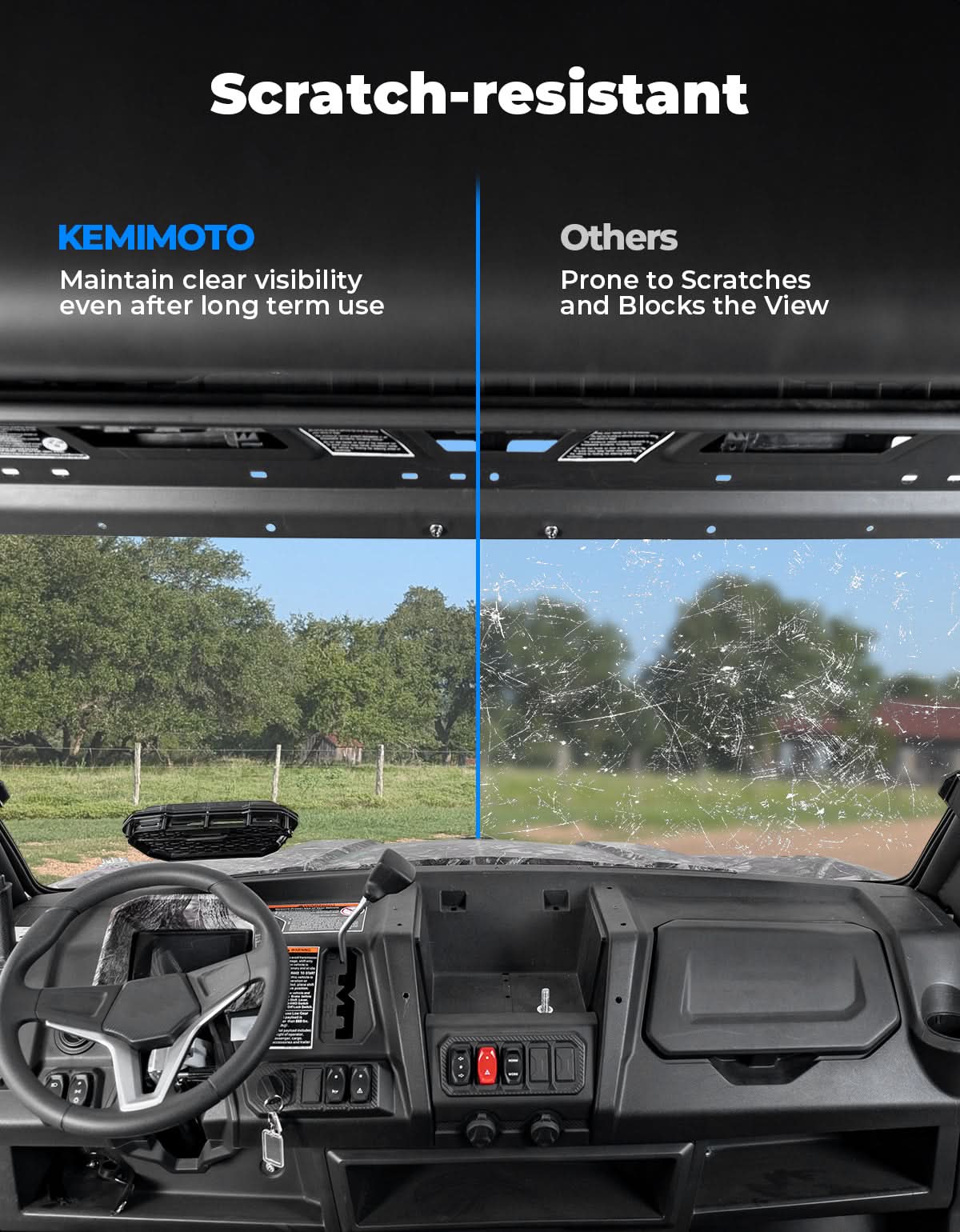 Photo of Vented Front Windshield for CFMOTO UFORCE 1000|1000 XL 2022-2025 by Kemimoto - Premium for UTVs / Side by Sides