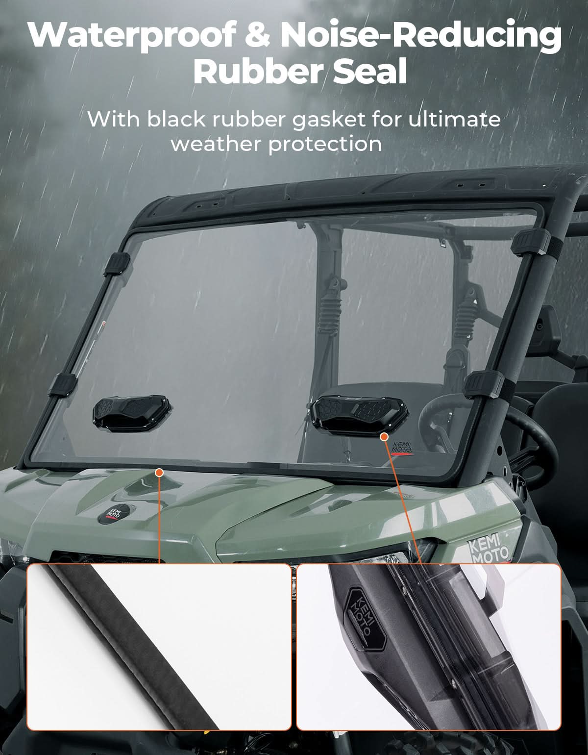 Photo of Vented Front Windshield for Can-Am Defender HD5/HD8/HD10/MAX（2016-2025） by Kemimoto - Premium for UTVs / Side by Sides