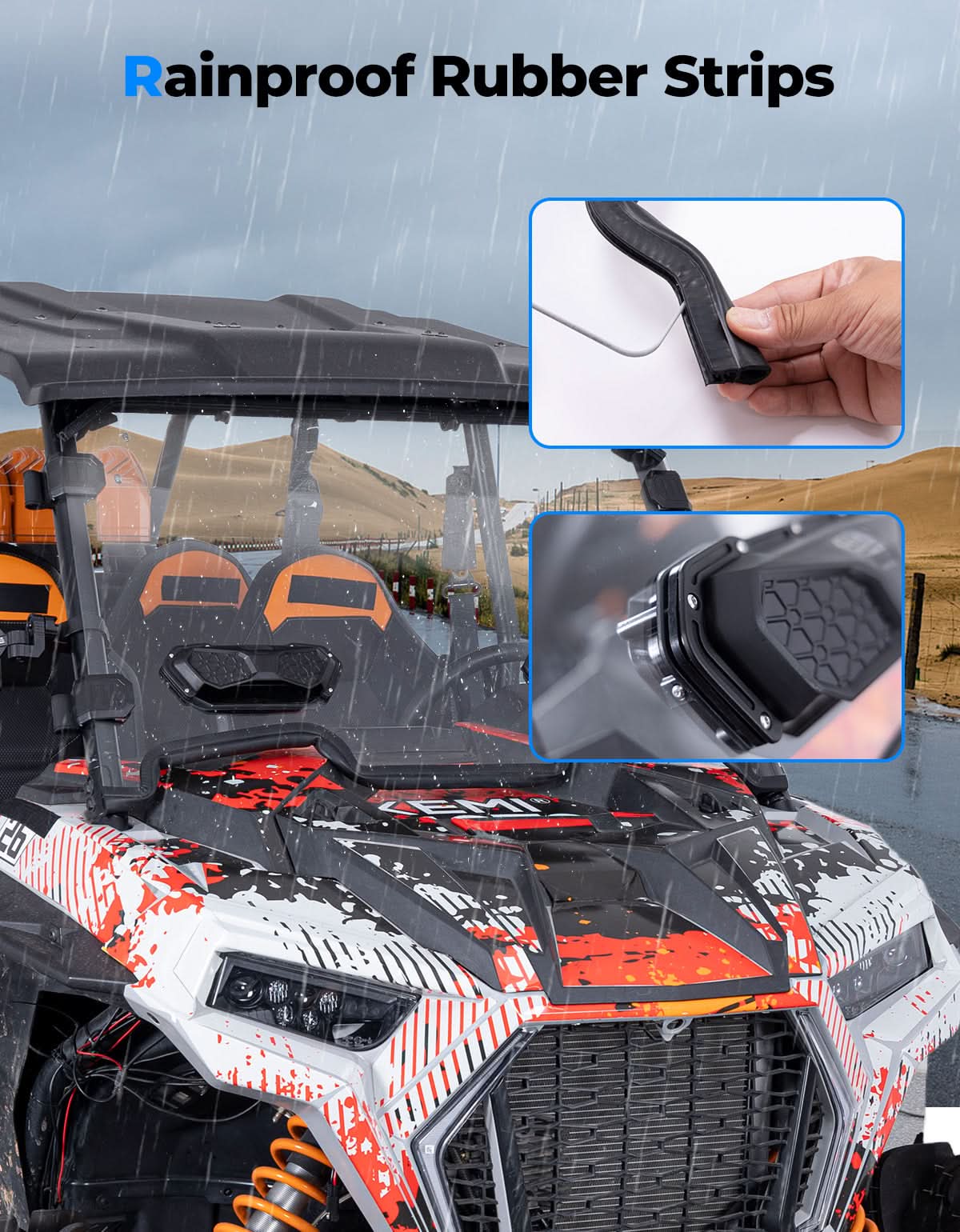 Photo of UTV Vent Windshield for Polaris RZR XP 1000 / XP 4 1000 / XP Turbo / XP 4 Turbo by Kemimoto - Premium for UTVs / Side by Sides