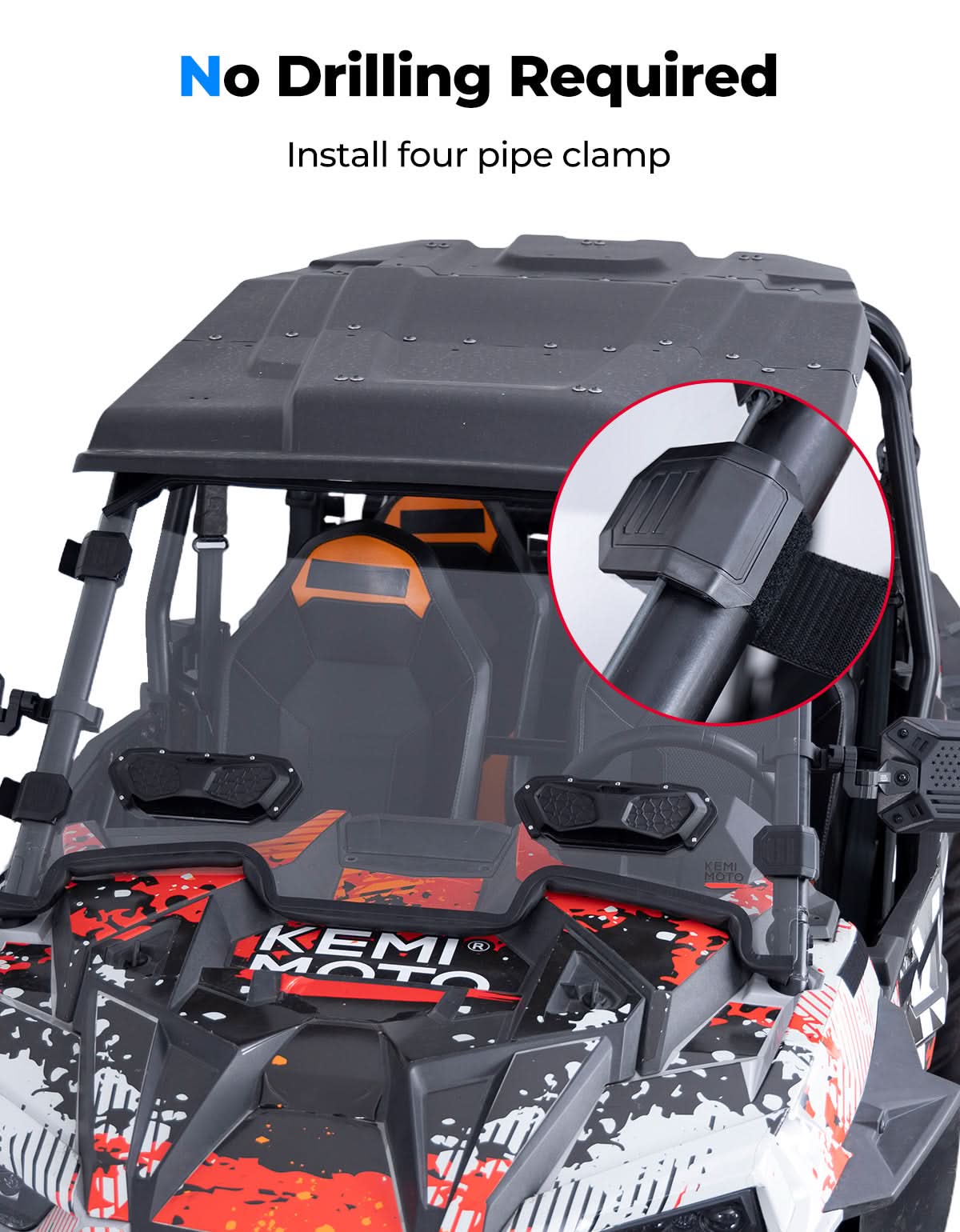 Photo of UTV Vent Windshield for Polaris RZR XP 1000 / XP 4 1000 / XP Turbo / XP 4 Turbo by Kemimoto - Premium for UTVs / Side by Sides