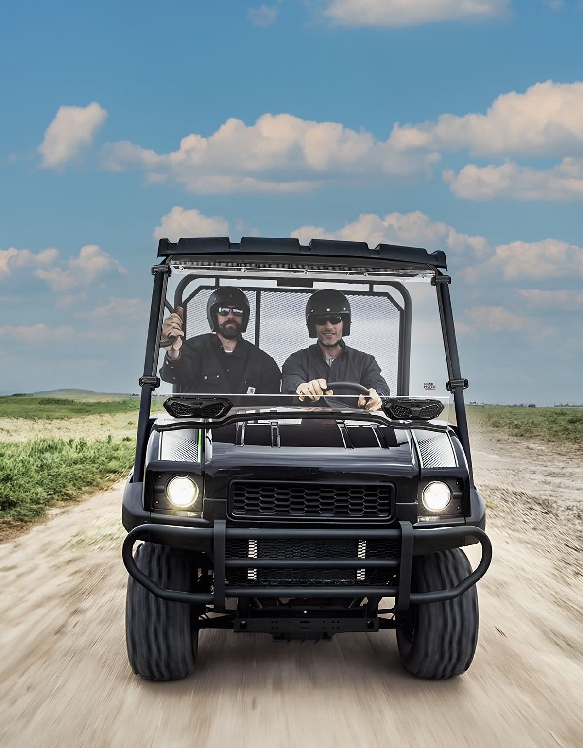 Photo of Vented Front Full Windshield with Adjustable Vents and Rubber Strips For Kawasaki by Kemimoto - Premium for UTVs / Side by Sides