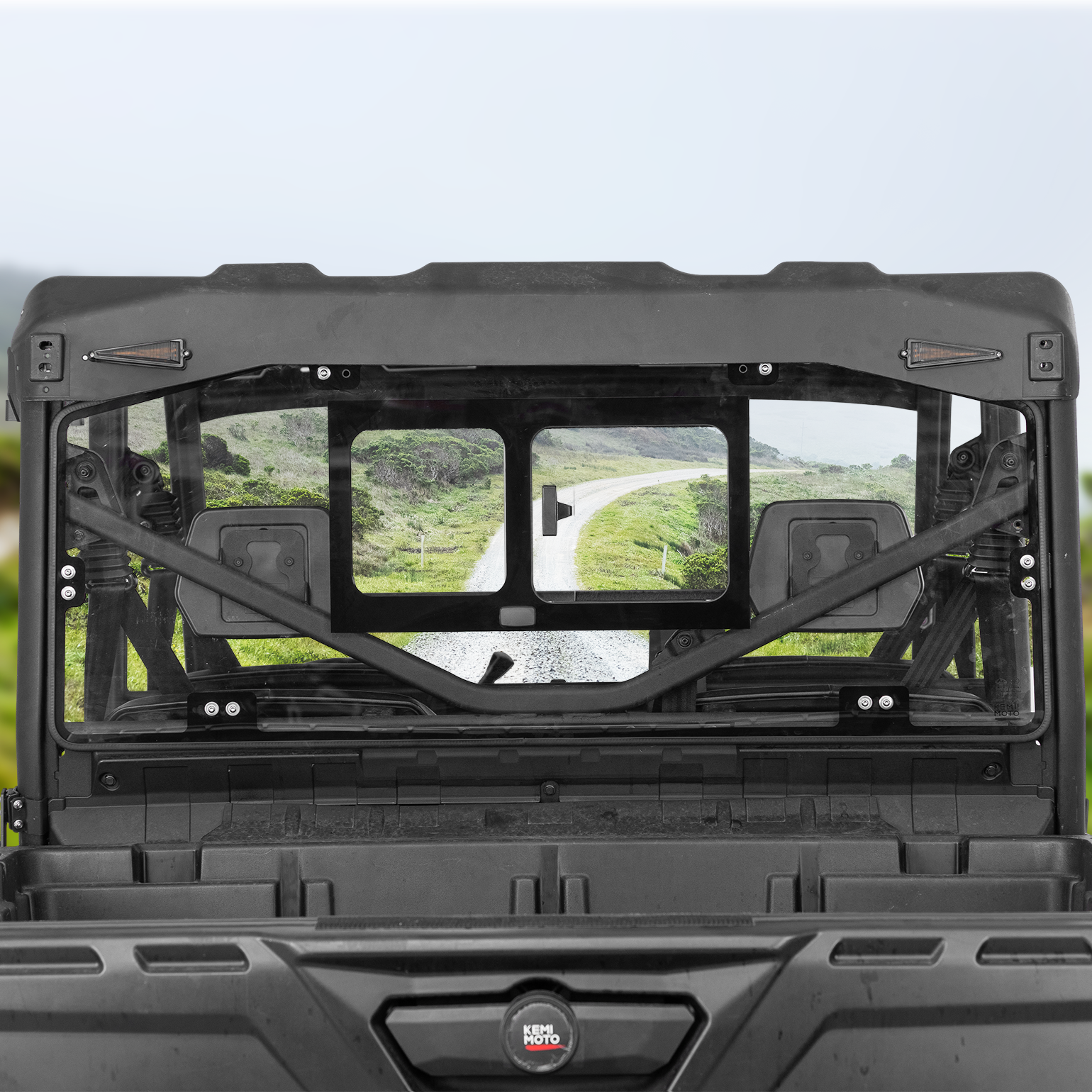 Photo of Glass Rear Windshield with Sliding Window for Can-Am Defender & Defender Max HD5/HD8/HD10 (2016–2025) – 5MM DOT Laminated Safety Glass, Scratch-Resistant by Kemimoto - Premium for UTVs / Side by Sides