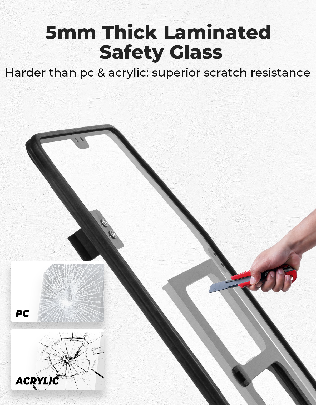 Photo of Glass Rear Windshield with Sliding Window for Can-Am Defender & Defender Max HD5/HD8/HD10 (2016–2025) – 5MM DOT Laminated Safety Glass, Scratch-Resistant by Kemimoto - Premium for UTVs / Side by Sides