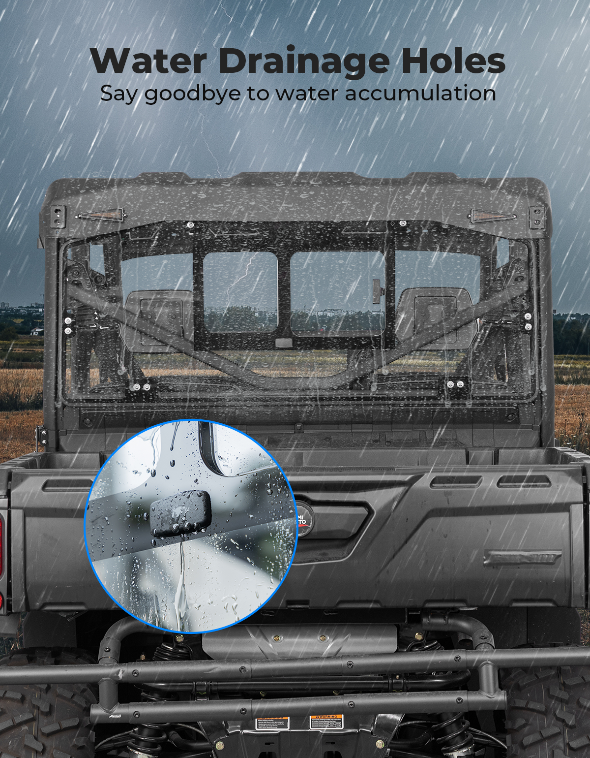 Photo of Glass Rear Windshield with Sliding Window for Can-Am Defender & Defender Max HD5/HD8/HD10 (2016–2025) – 5MM DOT Laminated Safety Glass, Scratch-Resistant by Kemimoto - Premium for UTVs / Side by Sides