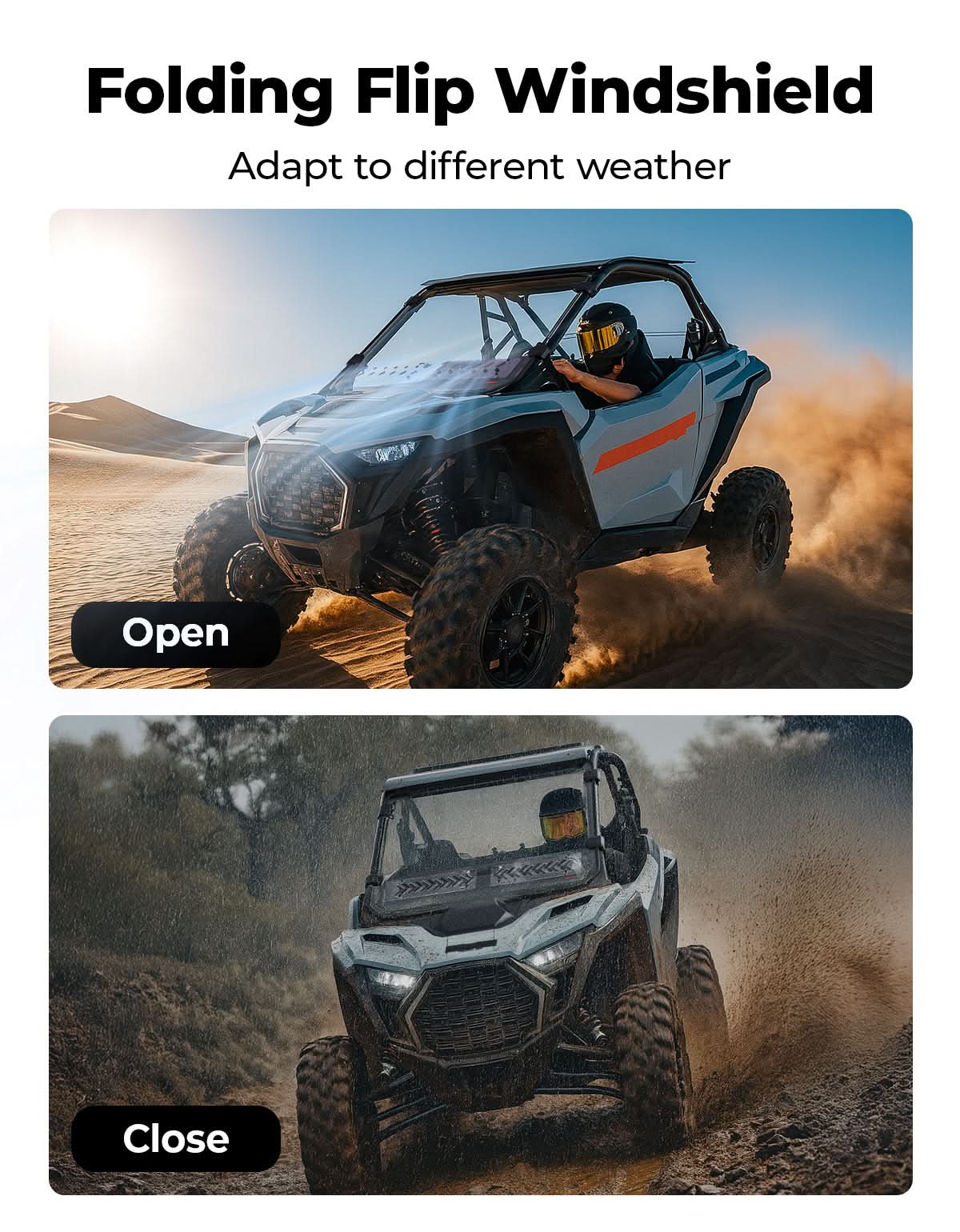 Photo of UTV Windshield with Sliding Vented Window for Polaris RZR PRO 2025 by Kemimoto - Premium for UTVs / Side by Sides