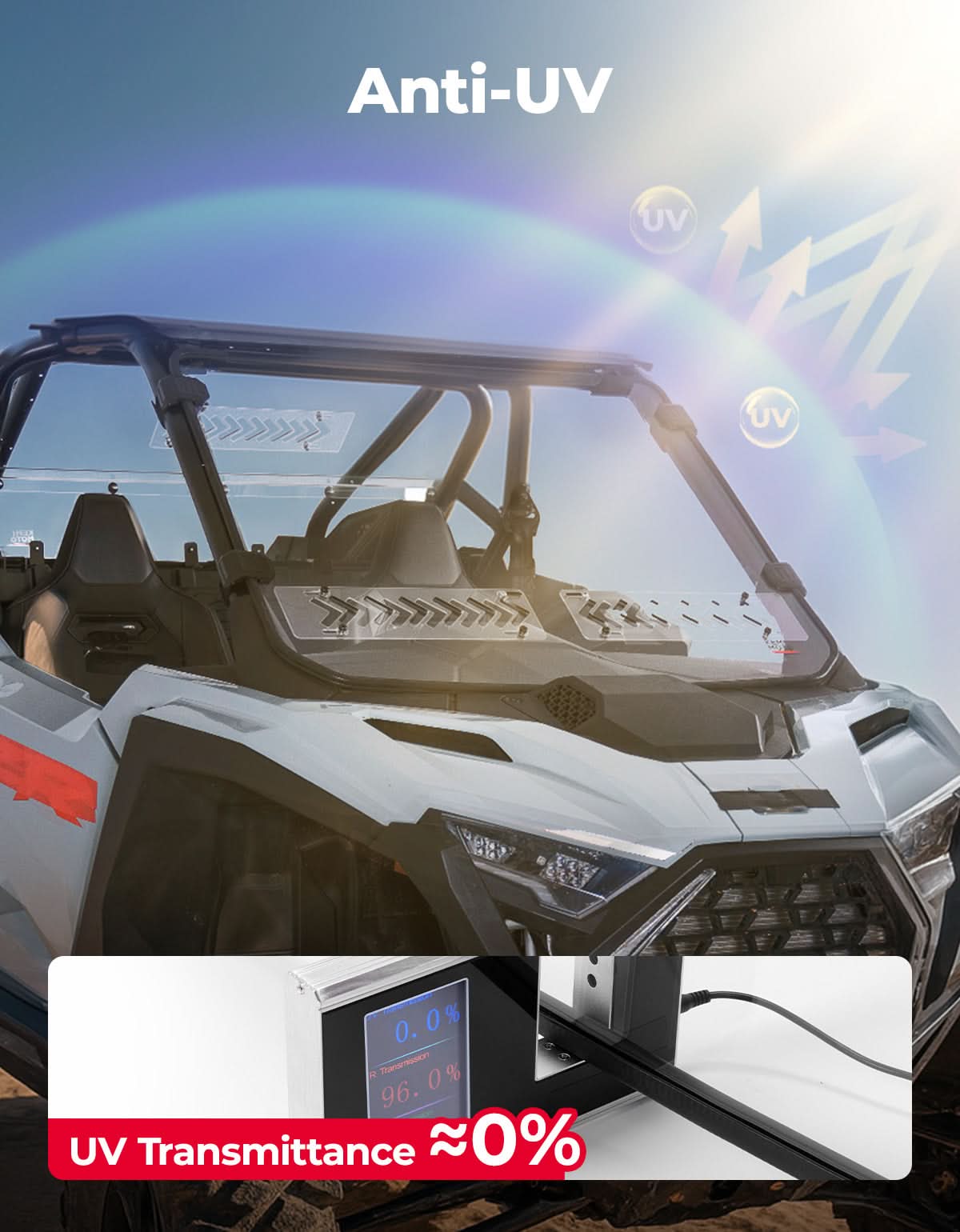 Photo of UTV Windshield with Sliding Vented Window for Polaris RZR PRO 2025 by Kemimoto - Premium for UTVs / Side by Sides