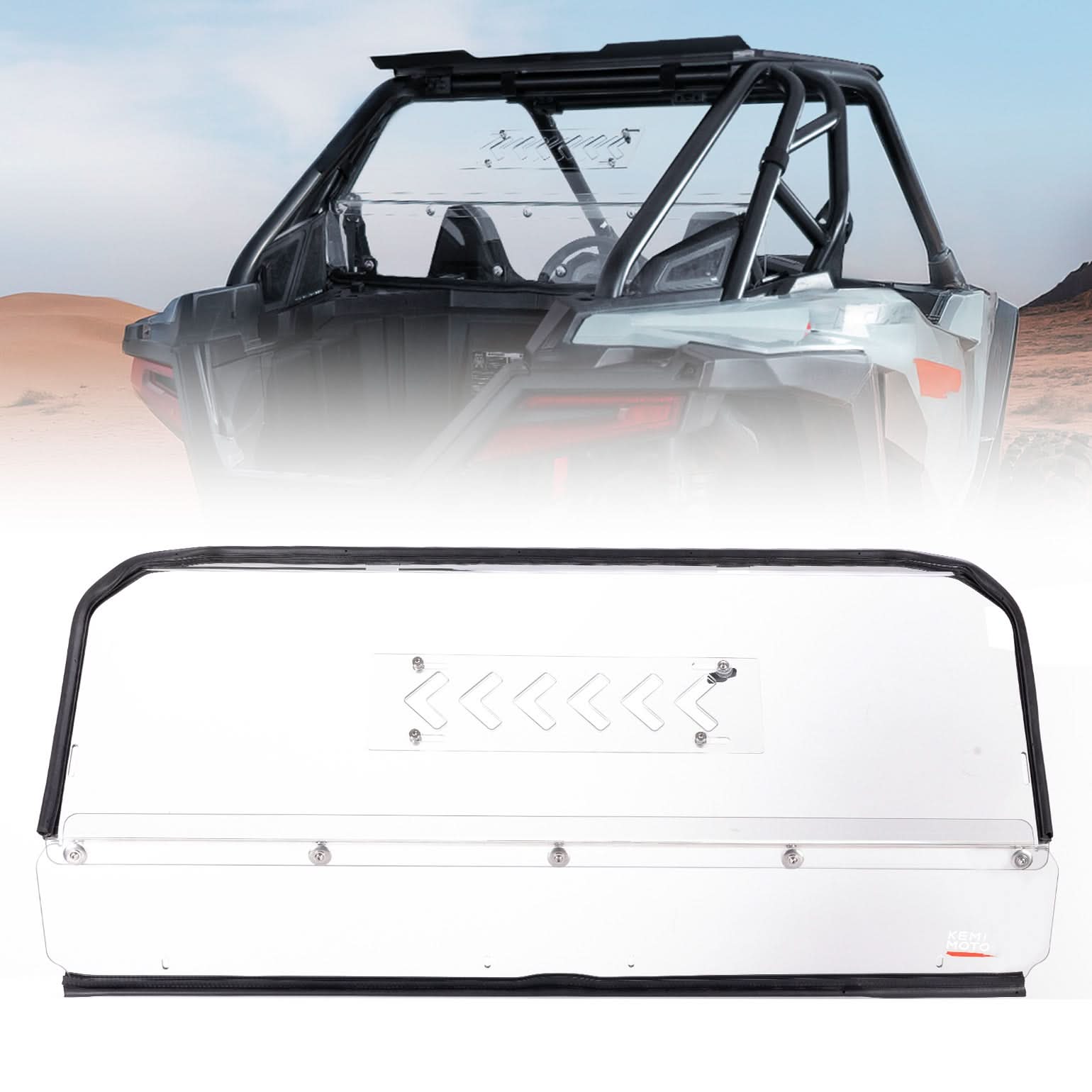 Photo of UTV Rear Vented Windshield for Polaris RZR PRO XP/ PRO XP4 2025 by Kemimoto - Premium for UTVs / Side by Sides