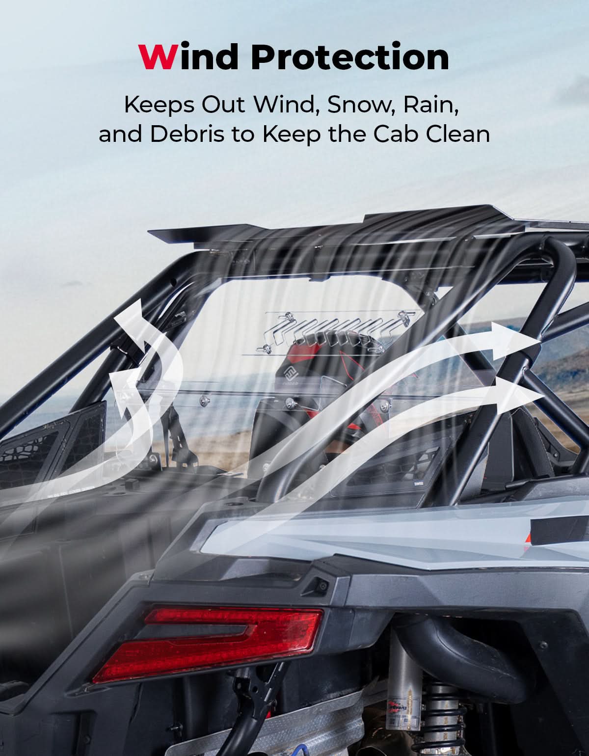 Photo of UTV Rear Vented Windshield for Polaris RZR PRO XP/ PRO XP4 2025 by Kemimoto - Premium for UTVs / Side by Sides