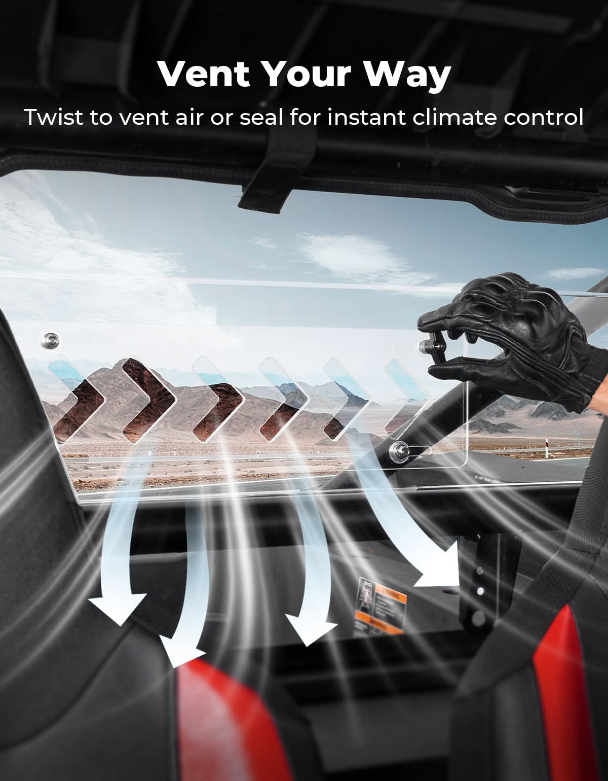 Photo of UTV Sliding Vented Clear Rear Windshield for 2024+ Polaris RZR XP 1000 / RZR XP4 1000 by Kemimoto - Premium for UTVs / Side by Sides