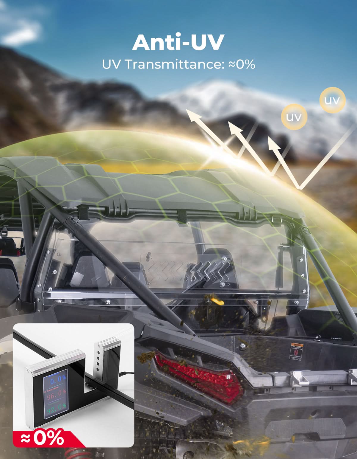 Photo of UTV Sliding Vented Clear Rear Windshield for 2024+ Polaris RZR XP 1000 / RZR XP4 1000 by Kemimoto - Premium for UTVs / Side by Sides