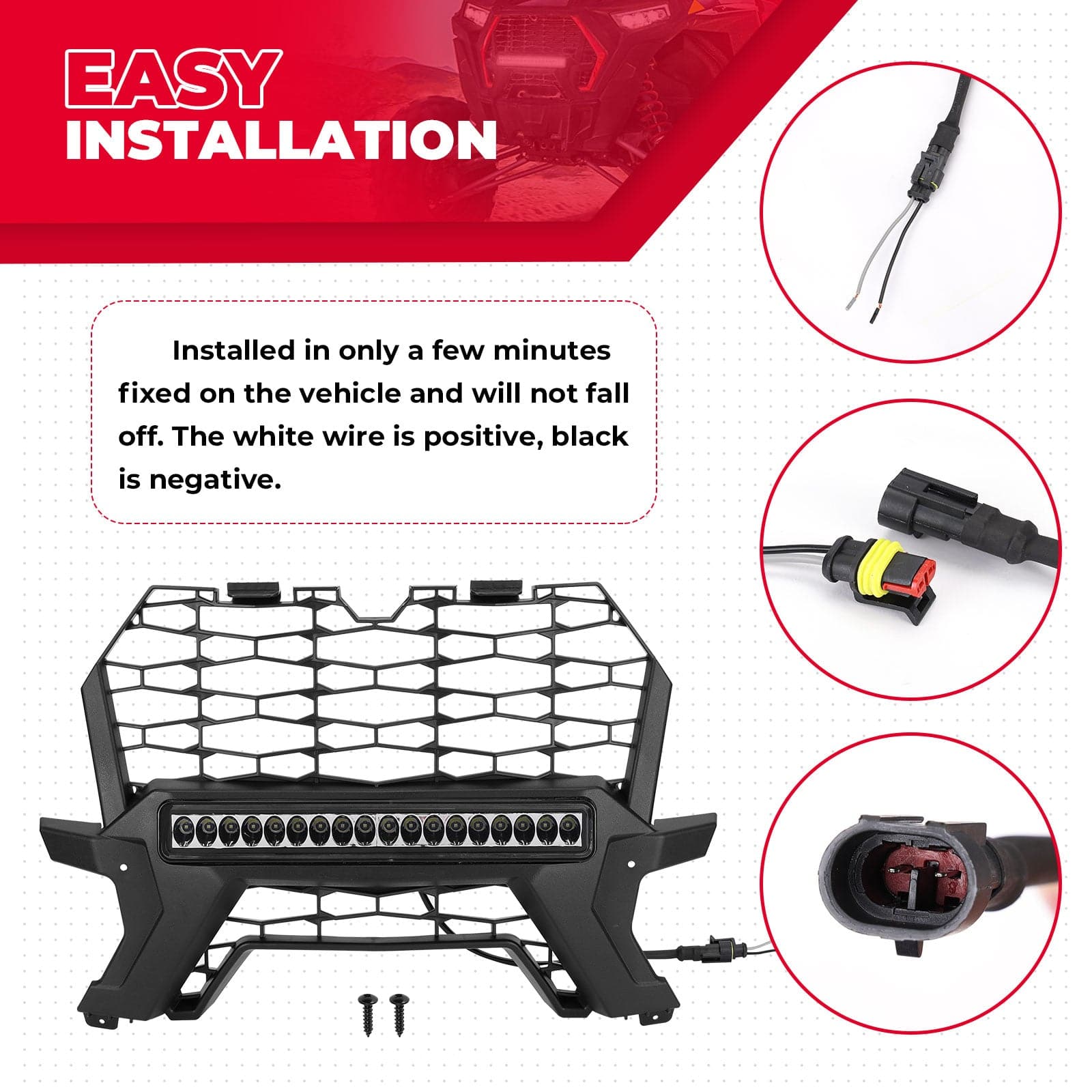 Photo of Kemimoto Front Lower Mesh Grill Radiator Guards for Polaris RZR XP 1000/ Turbo by Kemimoto - Premium for UTVs / Side by Sides