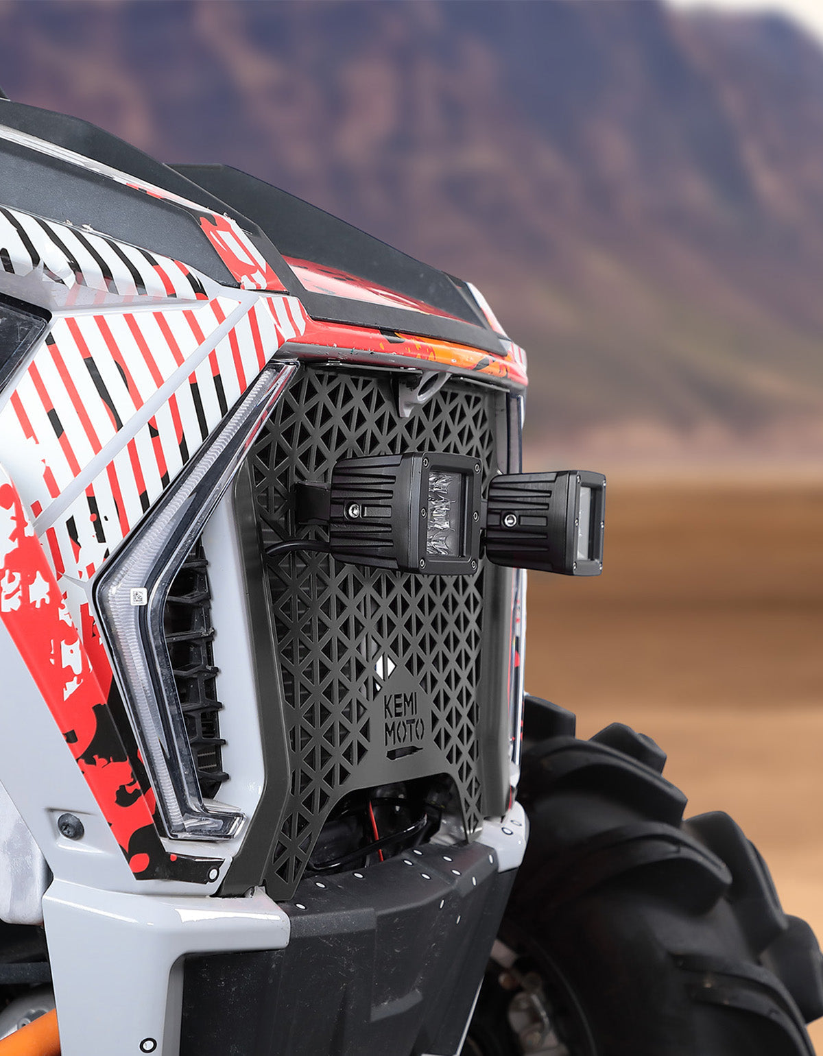 Photo of UTV Metal Front Grill Light for Polaris RZR XP 1000/Turbo by Kemimoto - Premium for UTVs / Side by Sides