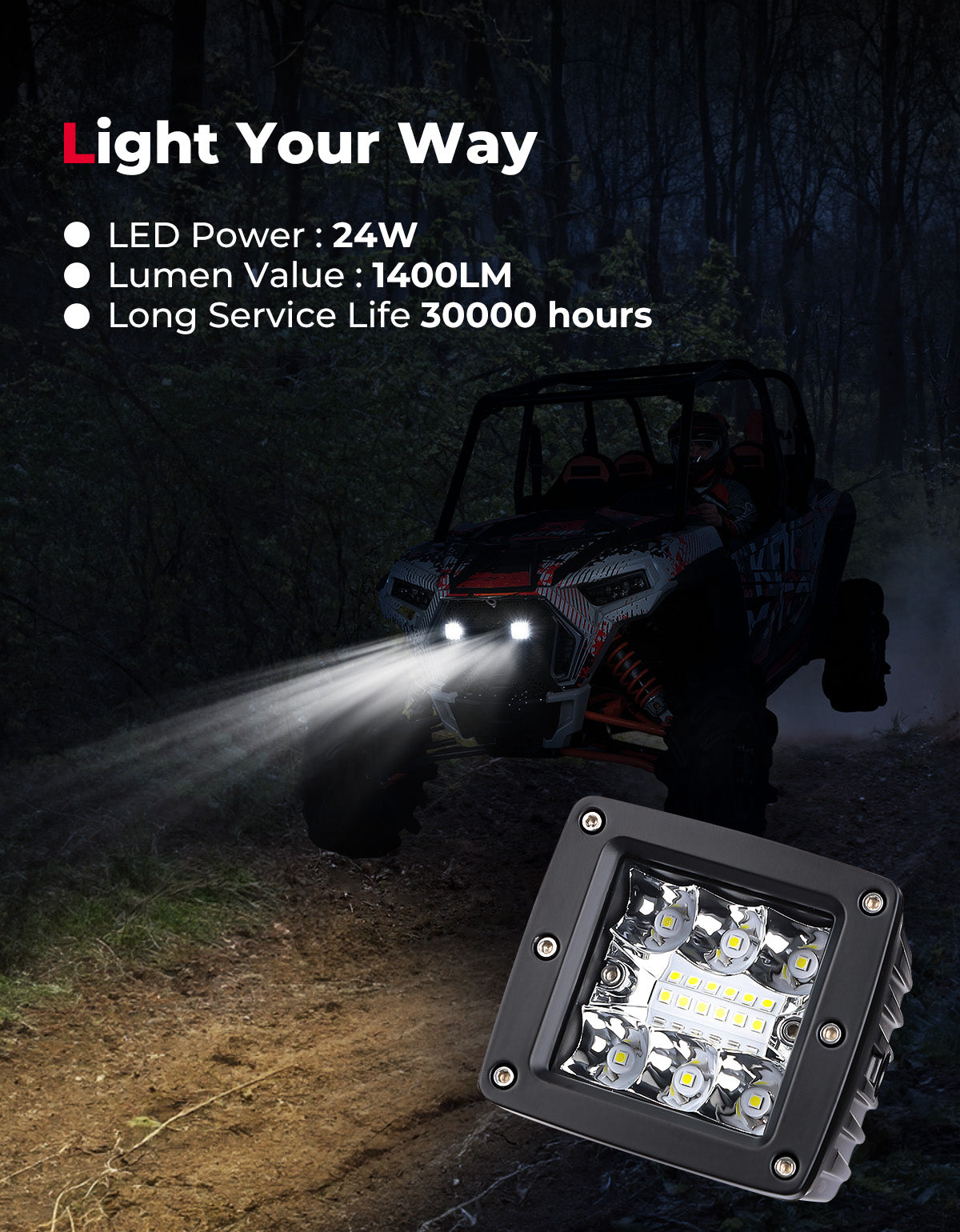 Photo of UTV Metal Front Grill Light for Polaris RZR XP 1000/Turbo by Kemimoto - Premium for UTVs / Side by Sides