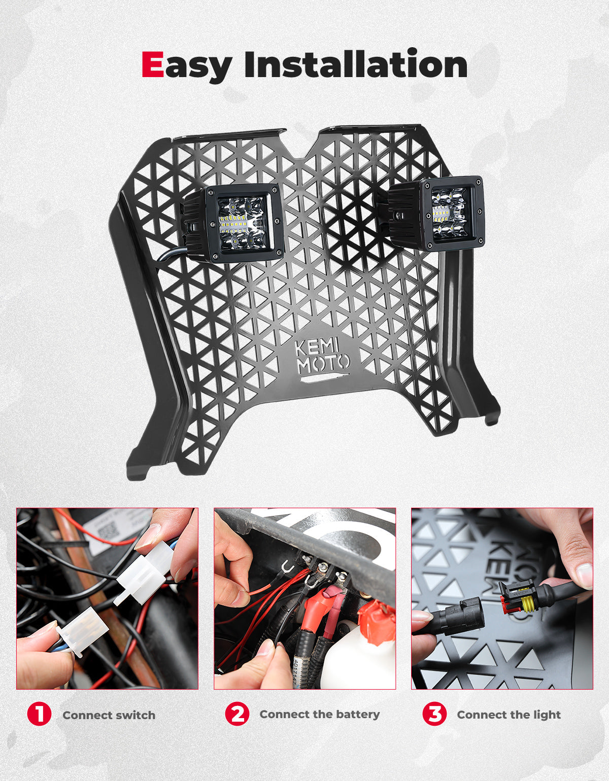 Photo of UTV Metal Front Grill Light for Polaris RZR XP 1000/Turbo by Kemimoto - Premium for UTVs / Side by Sides