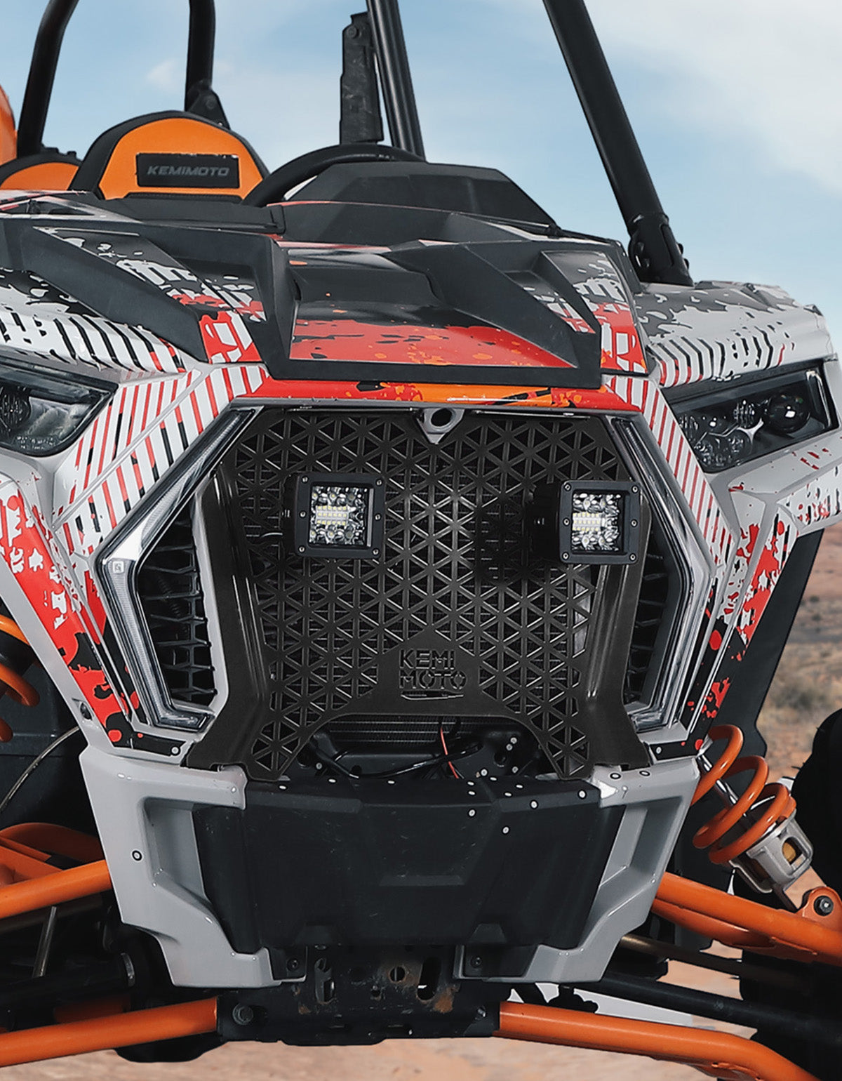 Photo of UTV Metal Front Grill Light for Polaris RZR XP 1000/Turbo by Kemimoto - Premium for UTVs / Side by Sides