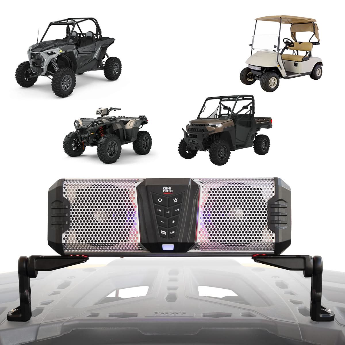 Photo of Midnight Soundbar Bracket for ATV UTV Golf Cart Marine Boat by Kemimoto - Premium for UTVs / Side by Sides