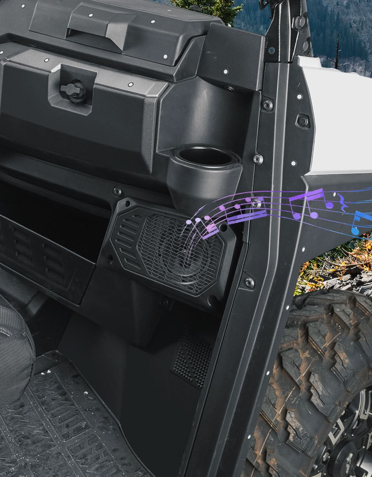 Photo of Rear Roof Speakers Pods Enclosures Holders for Polaris Ranger XP 1000/Crew 2018-2025 by Kemimoto - Premium for UTVs / Side by Sides