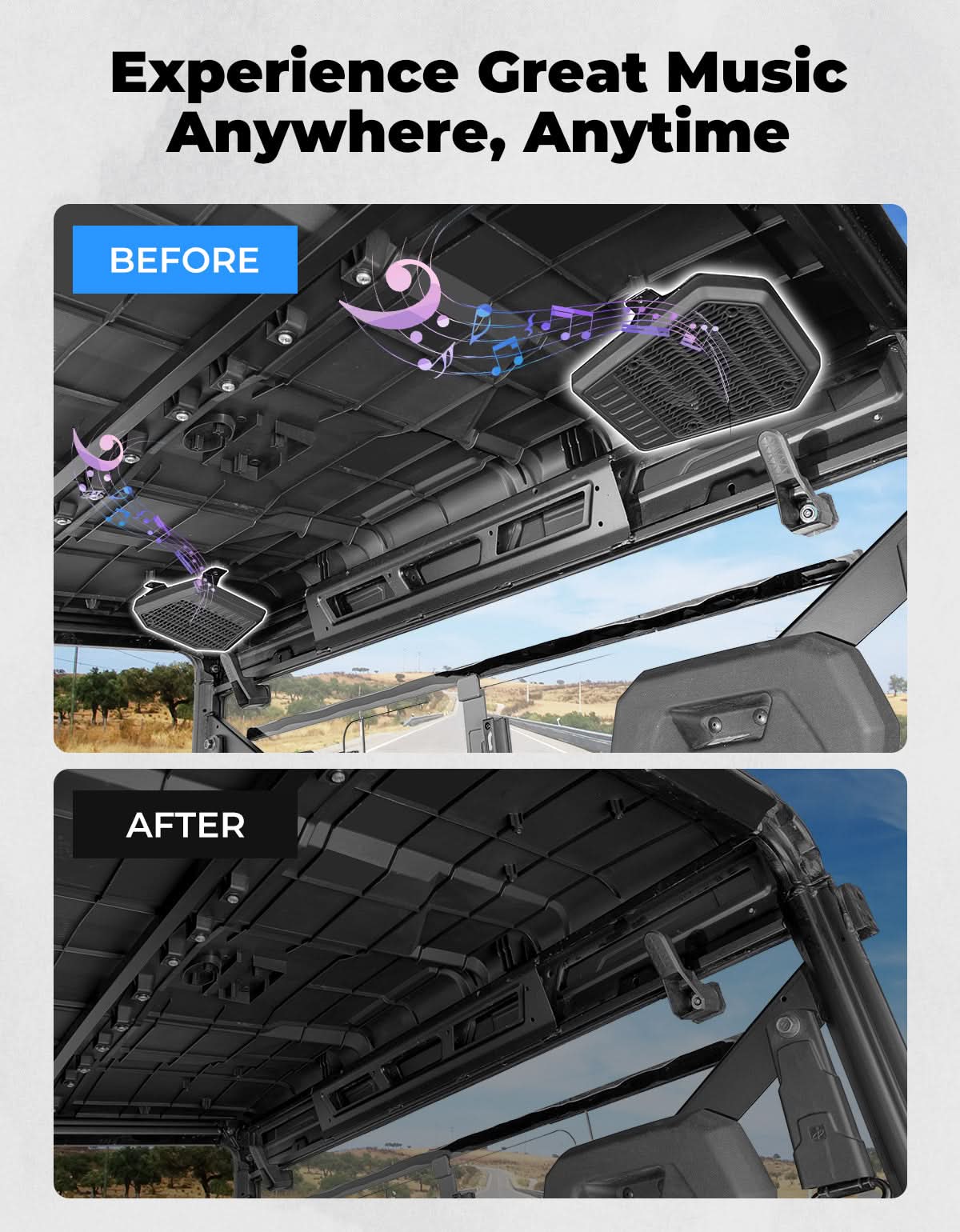 Photo of Rear Roof Speakers Pods Enclosures Holders for Polaris Ranger XP 1000/Crew 2018-2025 by Kemimoto - Premium for UTVs / Side by Sides