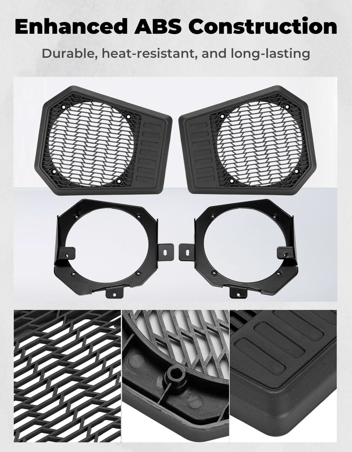 Photo of Rear Roof Speakers Pods Enclosures Holders for Polaris Ranger XP 1000/Crew 2018-2025 by Kemimoto - Premium for UTVs / Side by Sides