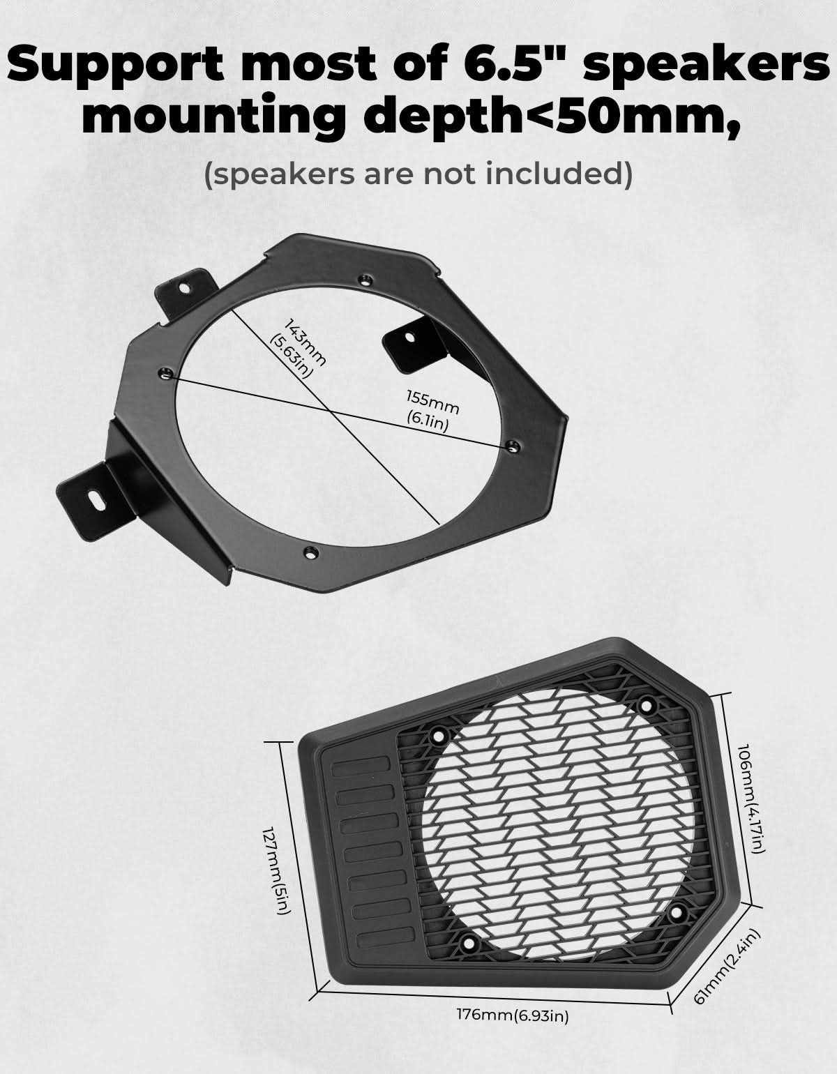 Photo of Rear Roof Speakers Pods Enclosures Holders for Polaris Ranger XP 1000/Crew 2018-2025 by Kemimoto - Premium for UTVs / Side by Sides