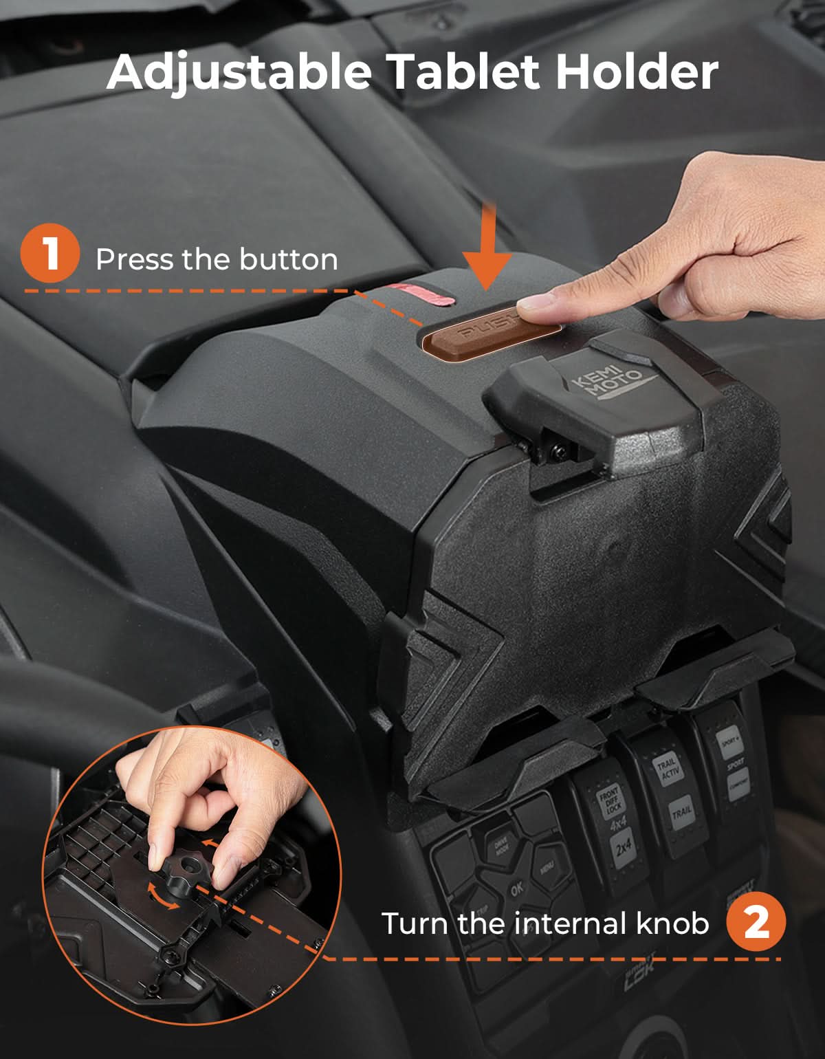 Photo of Upgraded Device Tablet Holder for Can-Am Maverick X3 / X3 MAX by Kemimoto - Premium for UTVs / Side by Sides