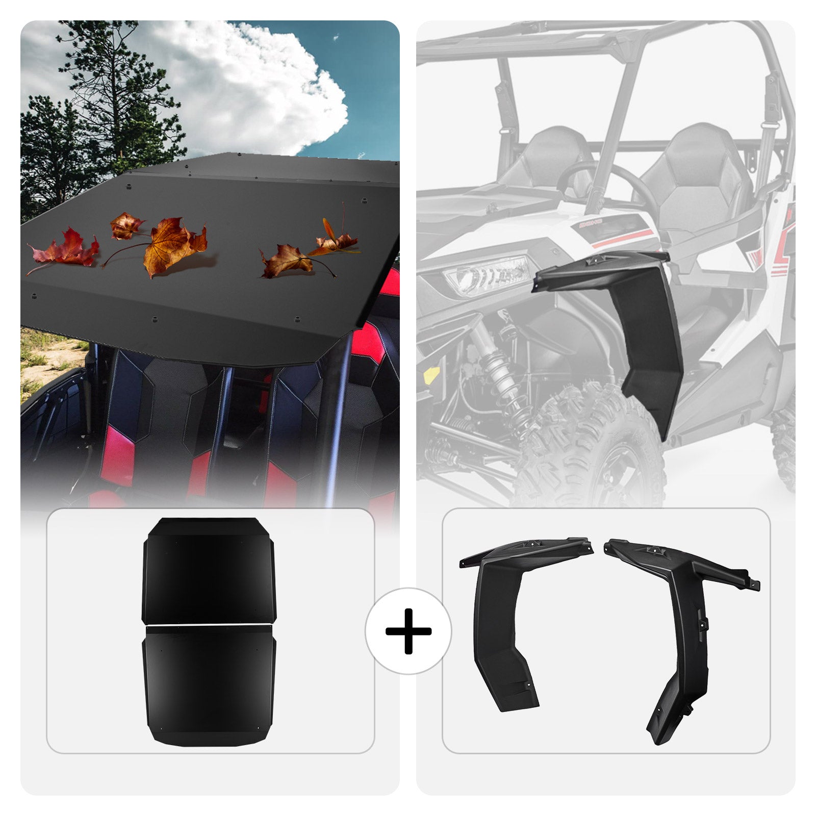 Photo of Aluminum Roof and Fender Flares for Polaris RZR by Kemimoto - Premium for UTVs / Side by Sides