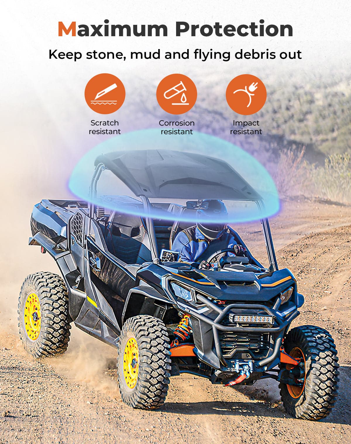 Photo of Upgrade Hard Roof for Can-Am Maverick Sport Trail Commander by Kemimoto - Premium for UTVs / Side by Sides