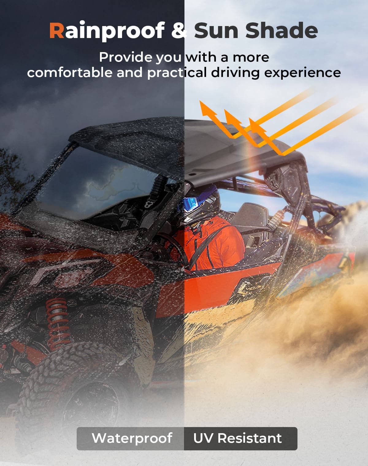Photo of Upgrade Hard Roof for Can-Am Maverick Sport Trail Commander by Kemimoto - Premium for UTVs / Side by Sides