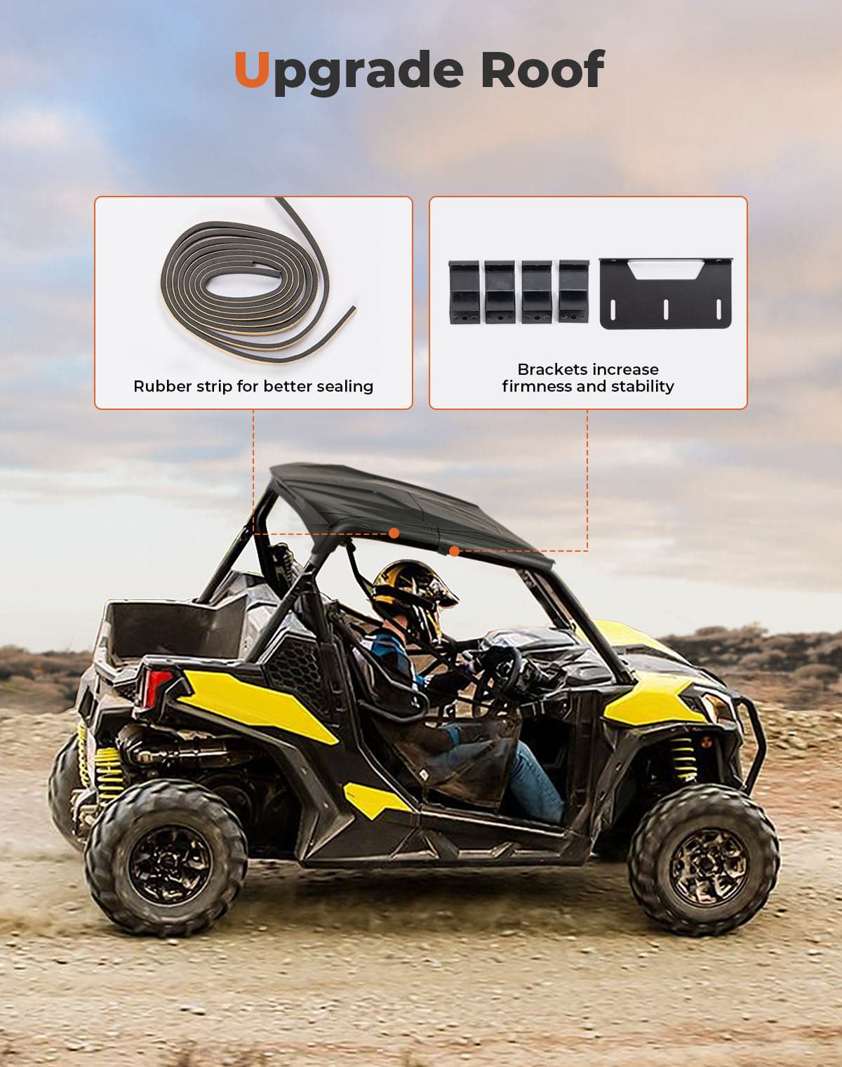 Photo of Upgrade Hard Roof for Can-Am Maverick Sport Trail Commander by Kemimoto - Premium for UTVs / Side by Sides