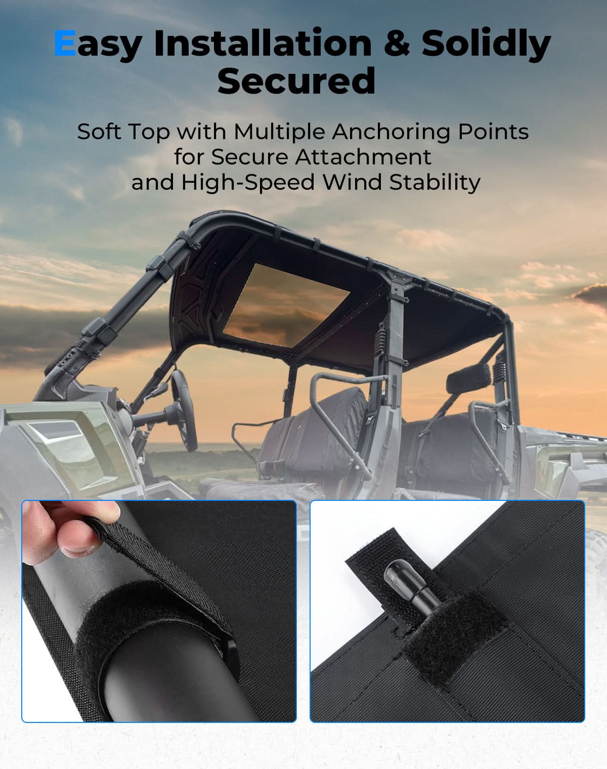 Photo of Soft Anti-UV Roof Top with Window for Tracker 800SX CREW by Kemimoto - Premium for UTVs / Side by Sides