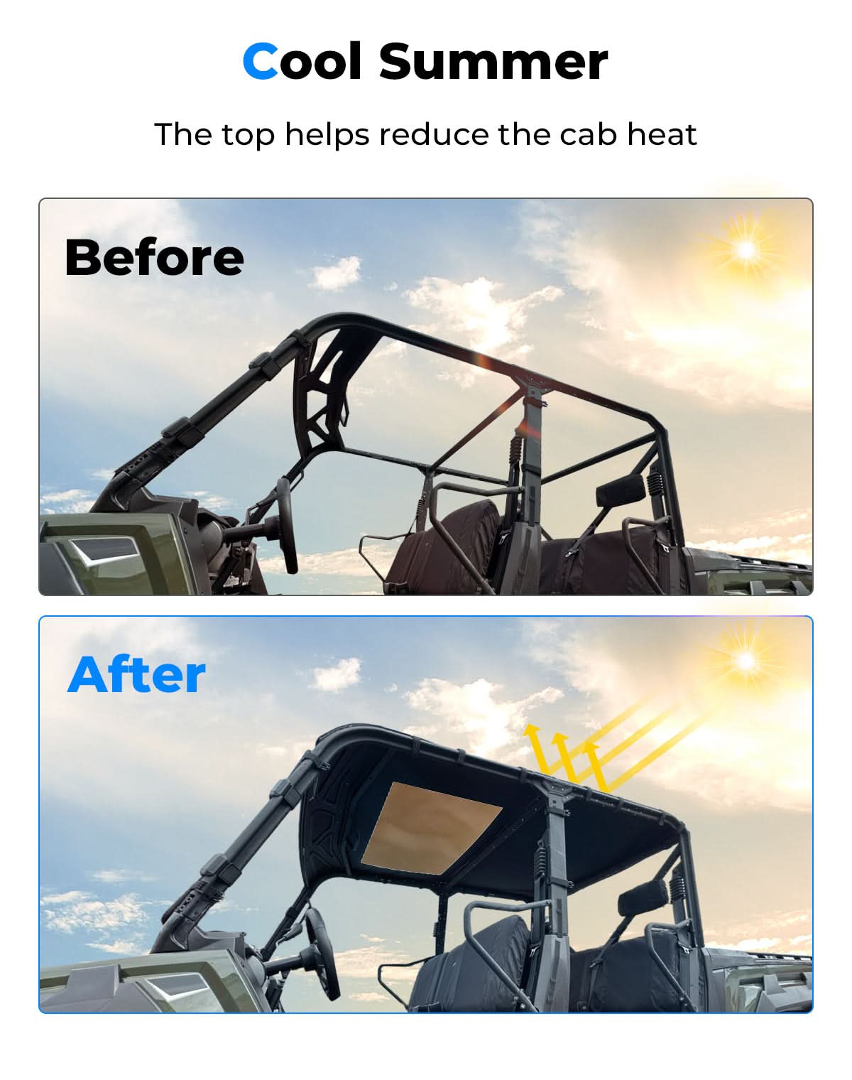 Photo of Soft Anti-UV Roof Top with Window for Tracker 800SX CREW by Kemimoto - Premium for UTVs / Side by Sides