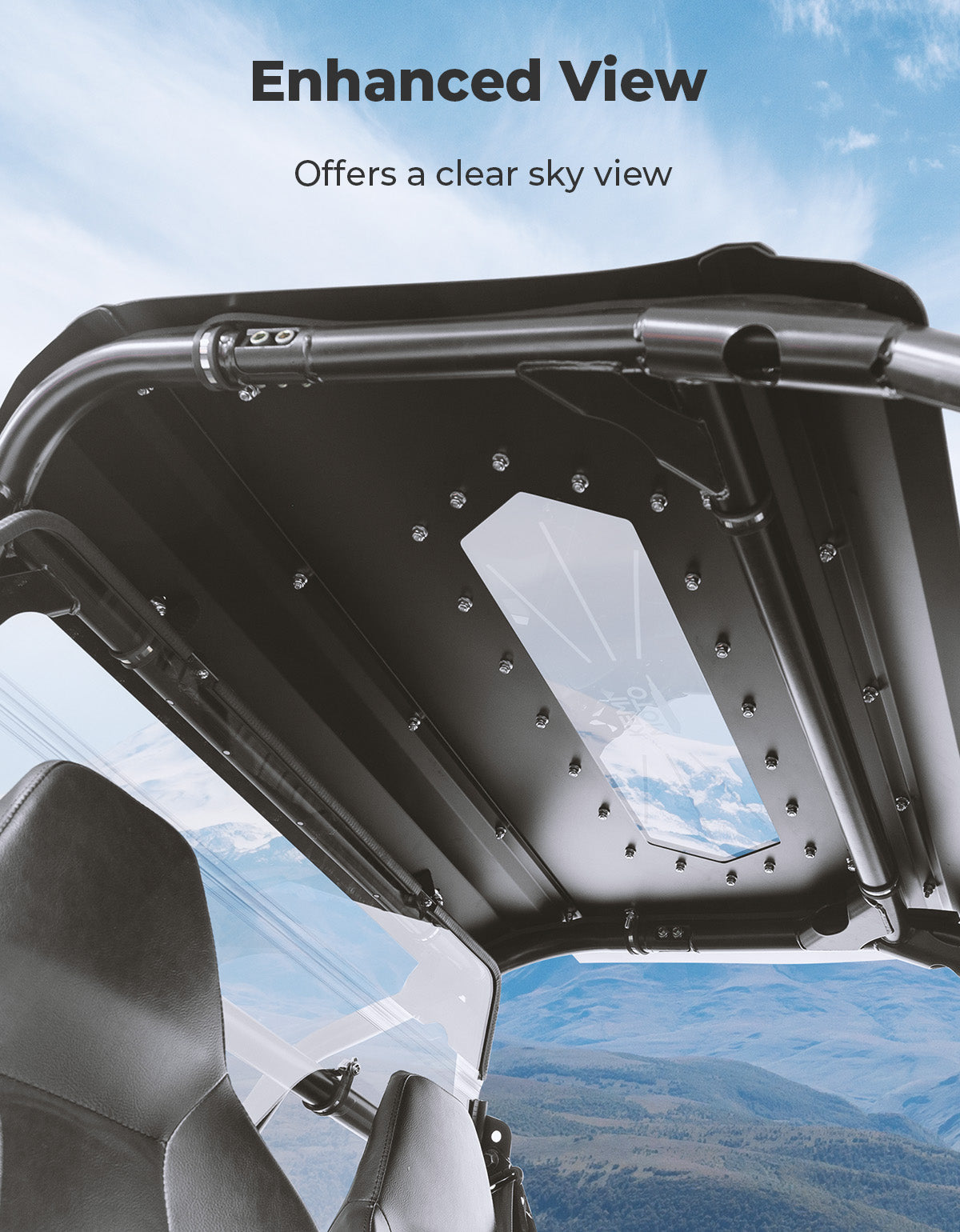 Photo of UTV Aluminum Roof with Fixed Sunroof for Polaris RZR 200 2022-2025 by Kemimoto - Premium for UTVs / Side by Sides
