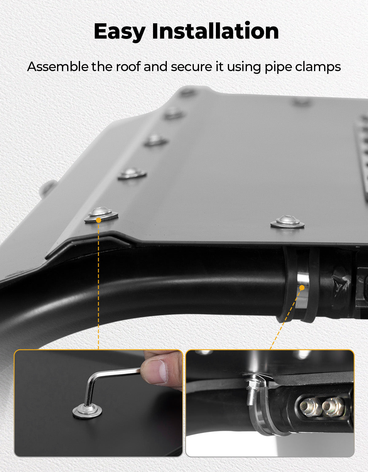 Photo of UTV Aluminum Roof with Fixed Sunroof for Polaris RZR 200 2022-2025 by Kemimoto - Premium for UTVs / Side by Sides