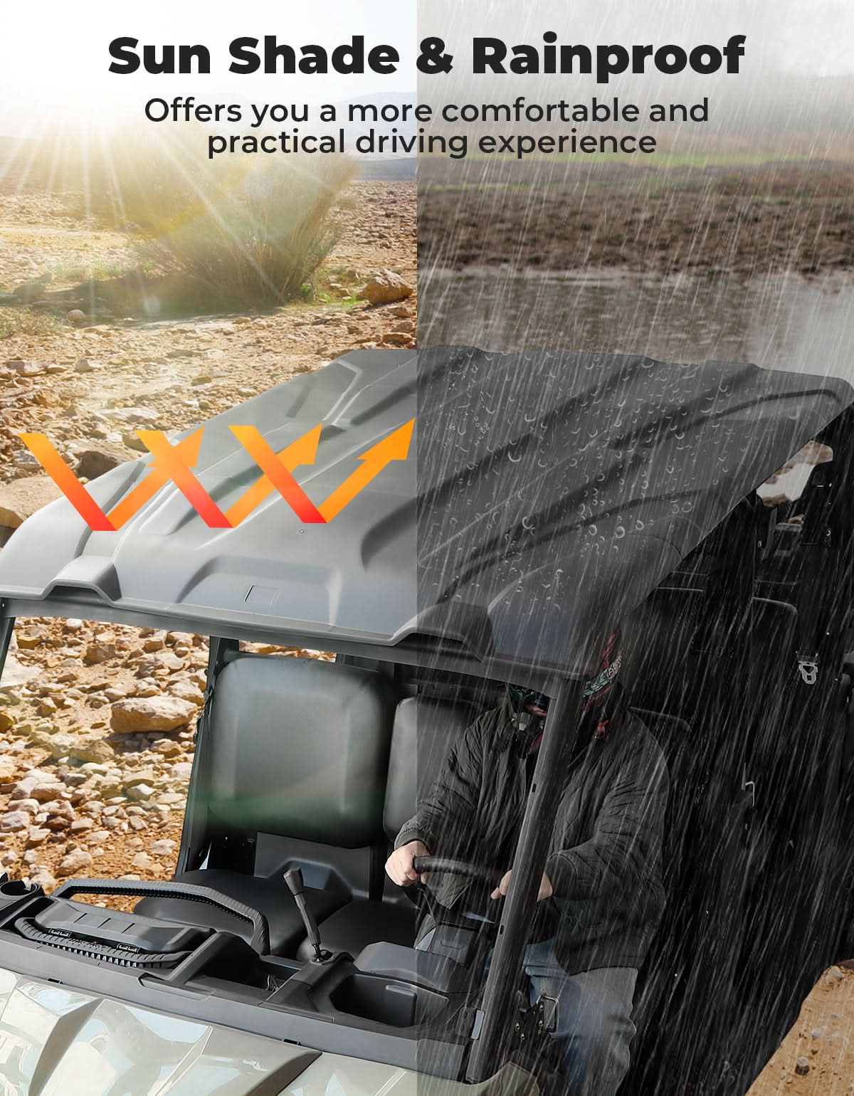 Photo of 4 Pieces Sport Hard Roof Top for Can-Am Defender Max by Kemimoto - Premium for UTVs / Side by Sides
