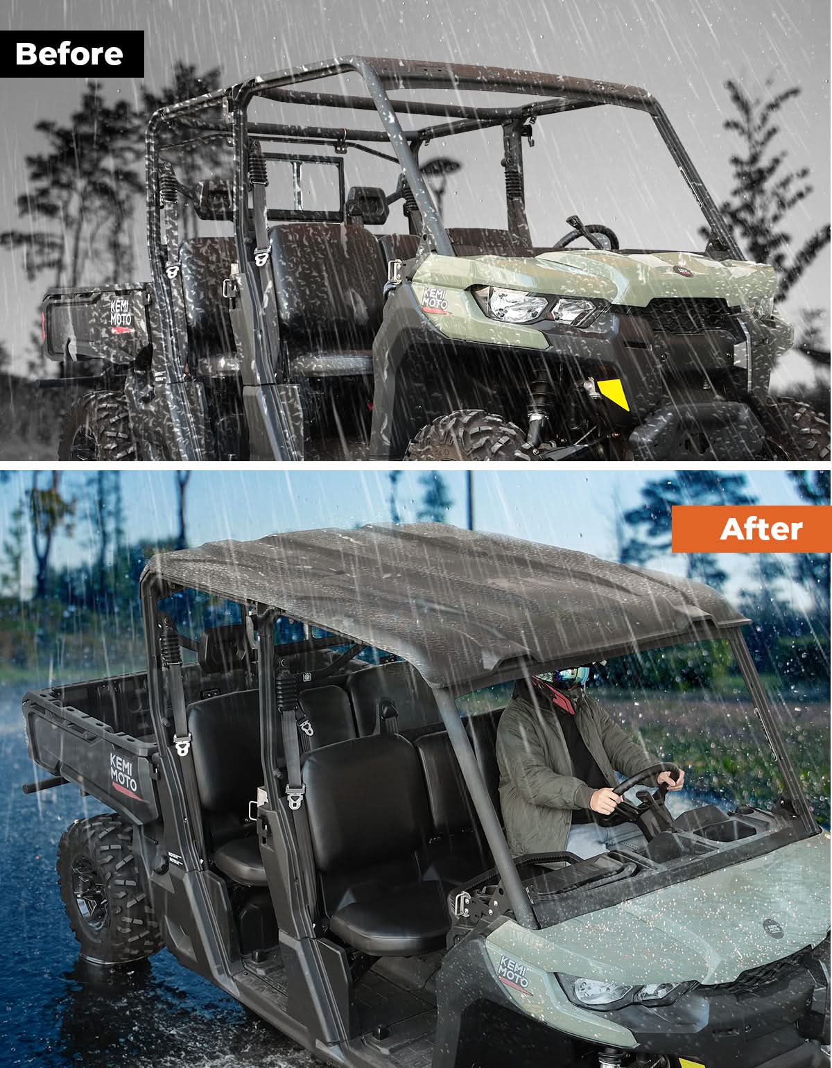 Photo of 4 Pieces Sport Hard Roof Top for Can-Am Defender Max by Kemimoto - Premium for UTVs / Side by Sides