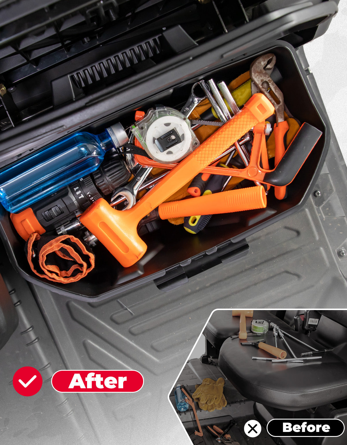 Photo of Removable Storage Bin / Box 14.7L for Can-Am Defender HD5|7|8|9|10 by Kemimoto - Premium for UTVs / Side by Sides