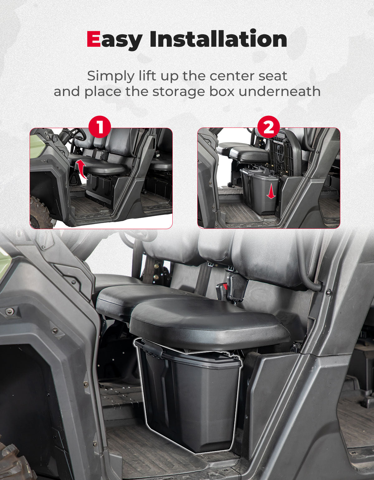 Photo of Removable Storage Bin / Box 14.7L for Can-Am Defender HD5|7|8|9|10 by Kemimoto - Premium for UTVs / Side by Sides